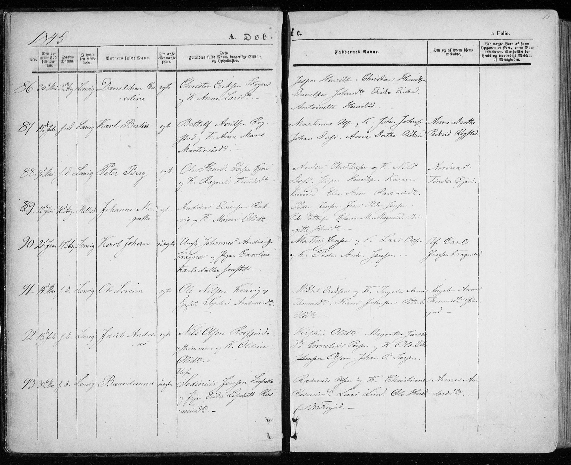 Lenvik sokneprestembete, AV/SATØ-S-1310/H/Ha/Haa/L0006kirke: Parish register (official) no. 6, 1845-1854, p. 13
