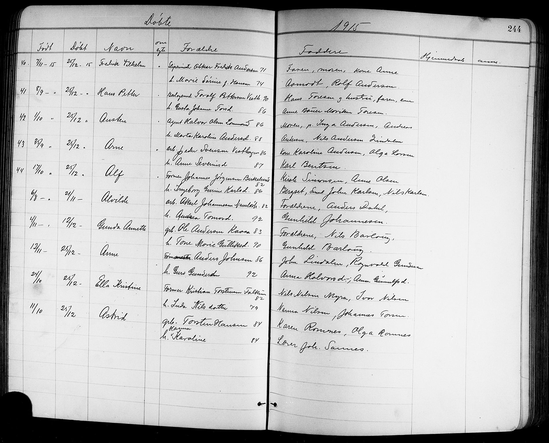 Holla kirkebøker, SAKO/A-272/G/Ga/L0005: Parish register (copy) no. I 5, 1891-1917, p. 244
