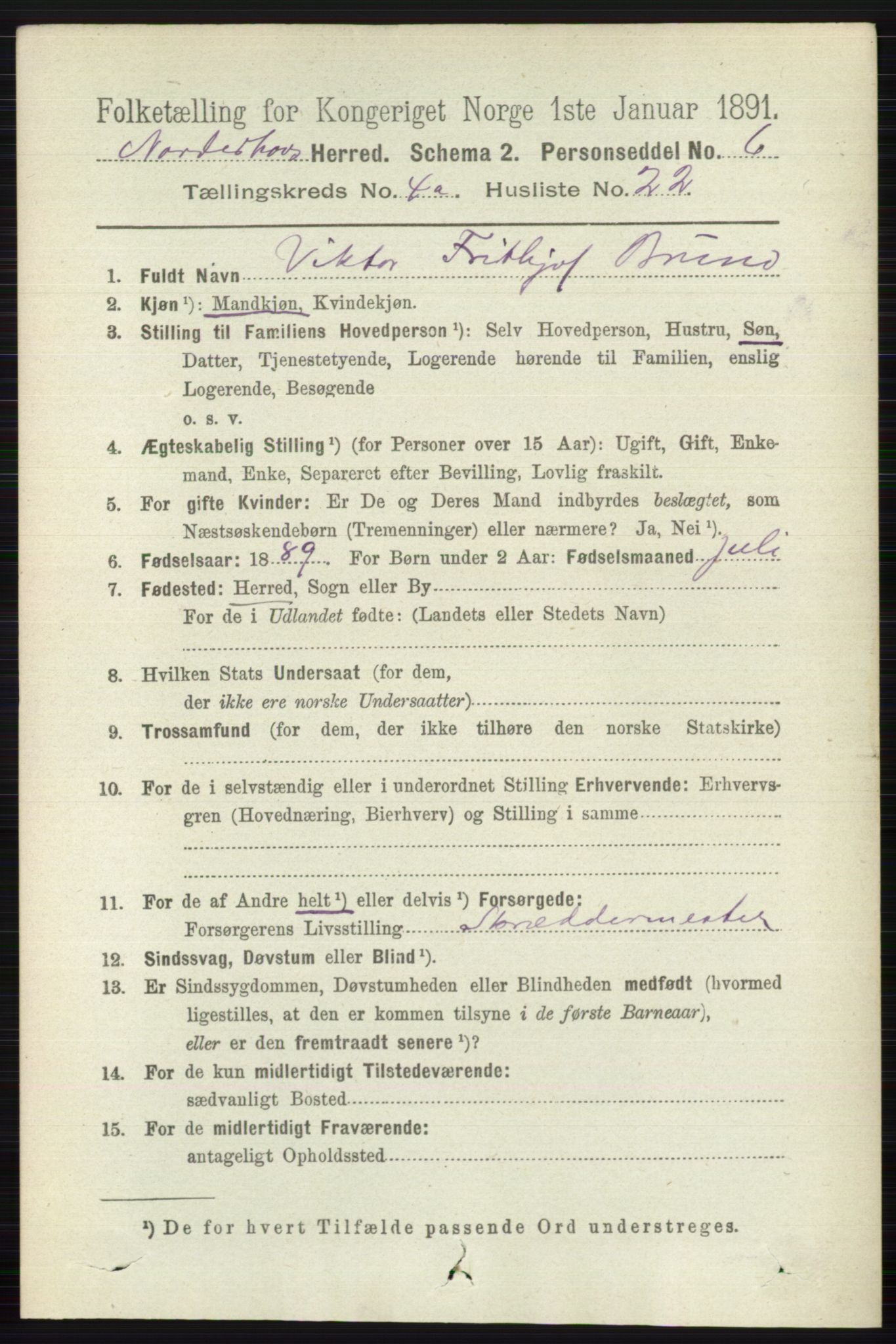 RA, 1891 census for 0613 Norderhov, 1891, p. 1866