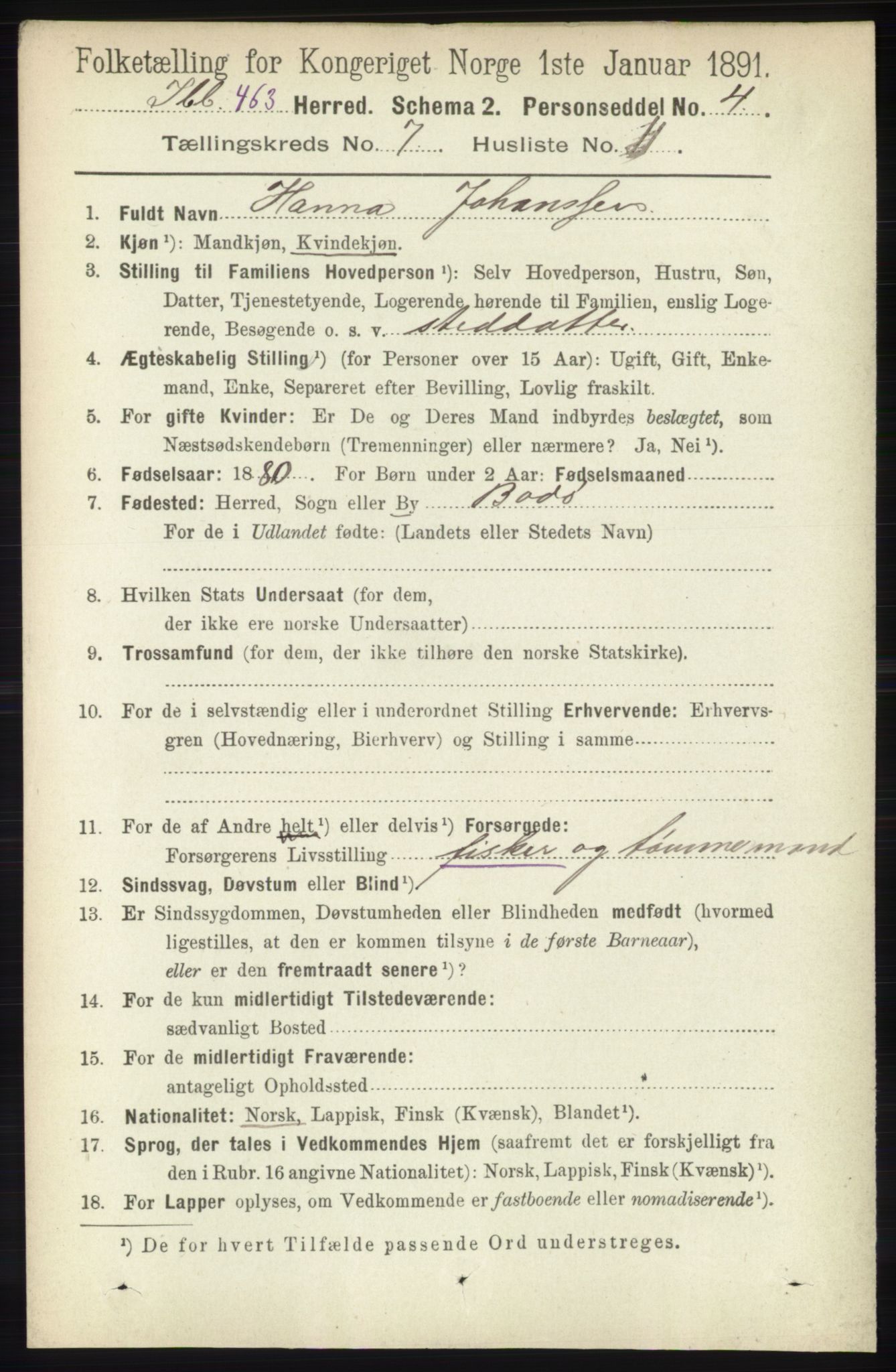 RA, 1891 census for 1917 Ibestad, 1891, p. 4249