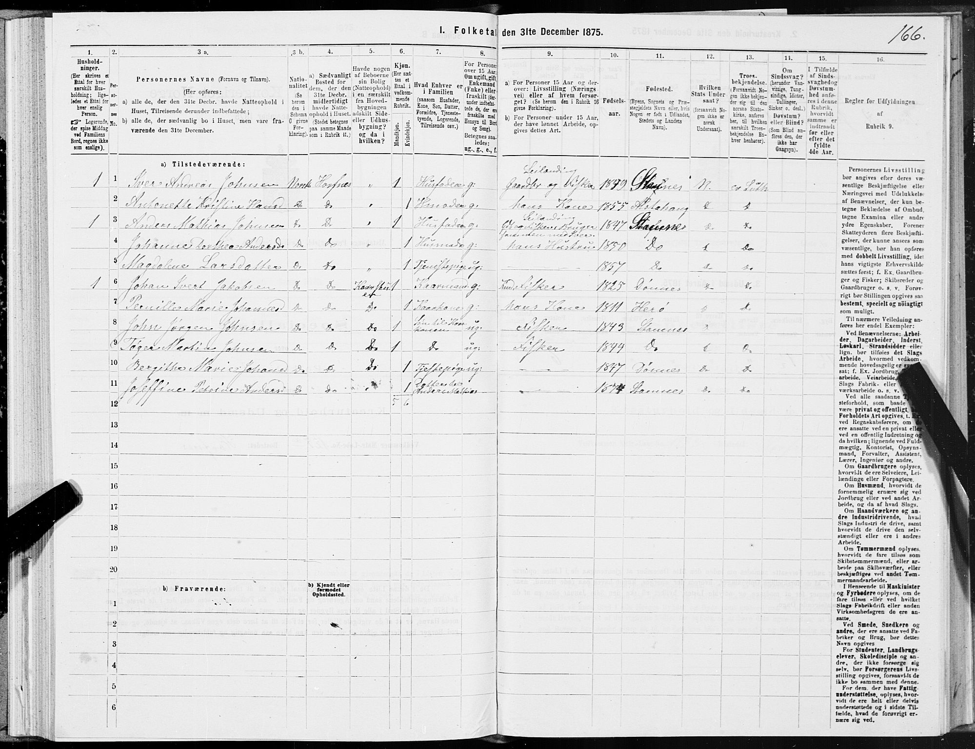 SAT, 1875 census for 1820P Alstahaug, 1875, p. 3166