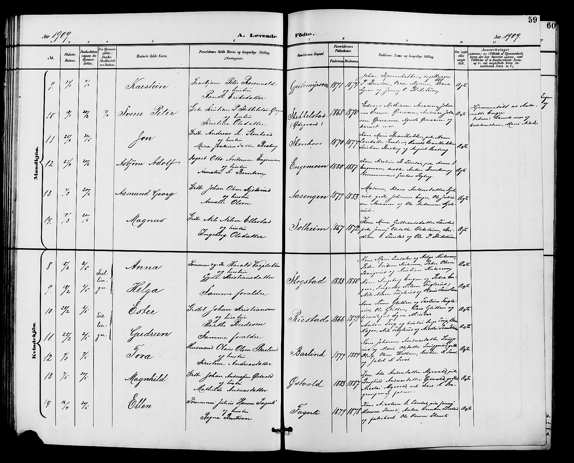Vardal prestekontor, SAH/PREST-100/H/Ha/Hab/L0011: Parish register (copy) no. 11, 1899-1913, p. 59