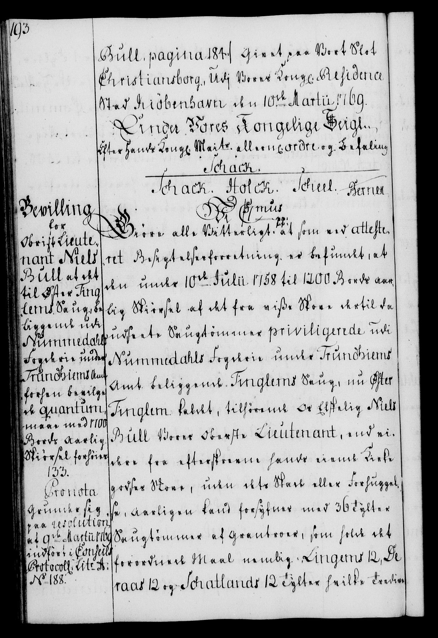 Rentekammeret, Kammerkanselliet, RA/EA-3111/G/Gg/Gga/L0008: Norsk ekspedisjonsprotokoll med register (merket RK 53.8), 1768-1771, p. 193