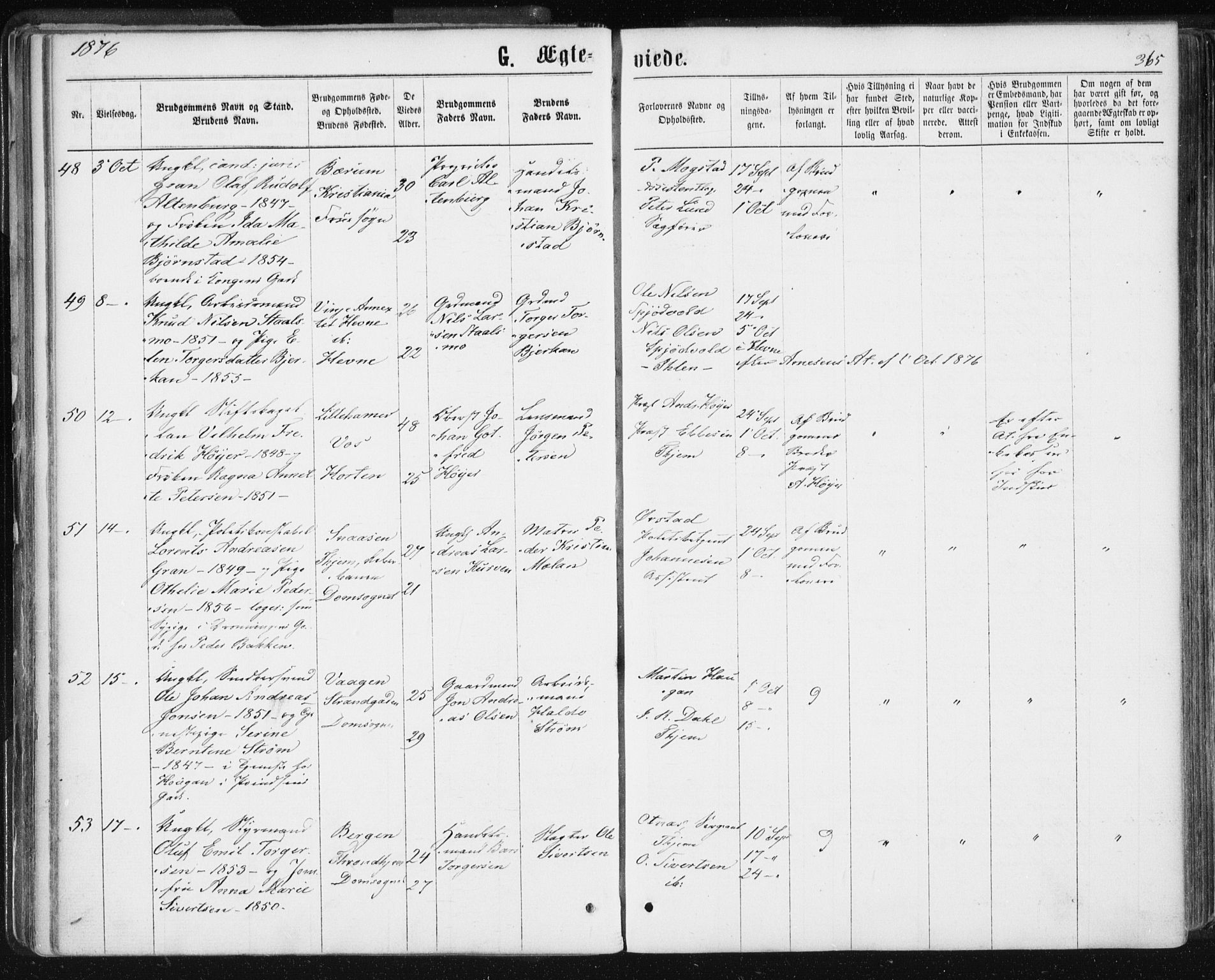 Ministerialprotokoller, klokkerbøker og fødselsregistre - Sør-Trøndelag, AV/SAT-A-1456/601/L0055: Parish register (official) no. 601A23, 1866-1877, p. 365