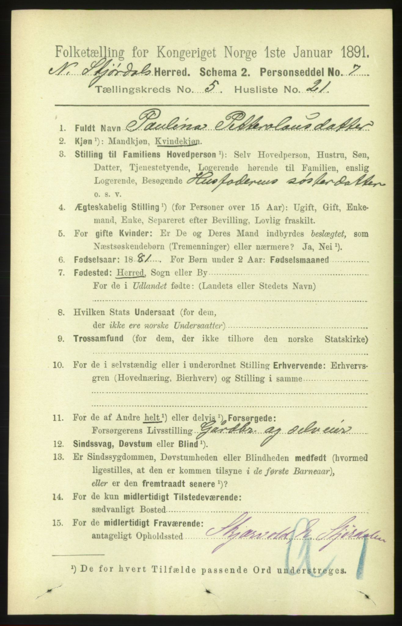 RA, 1891 census for 1714 Nedre Stjørdal, 1891, p. 2144