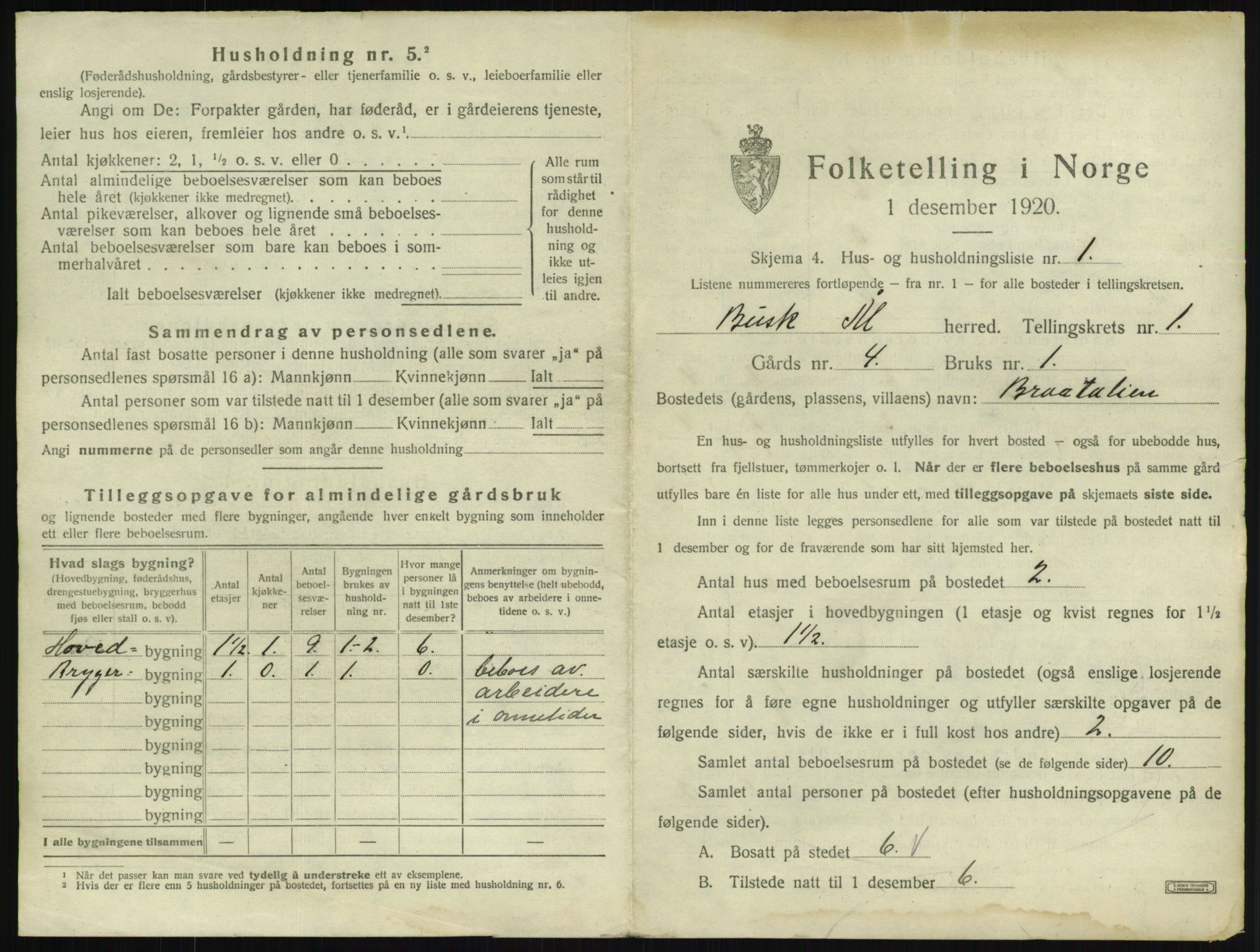 SAKO, 1920 census for Ål, 1920, p. 52