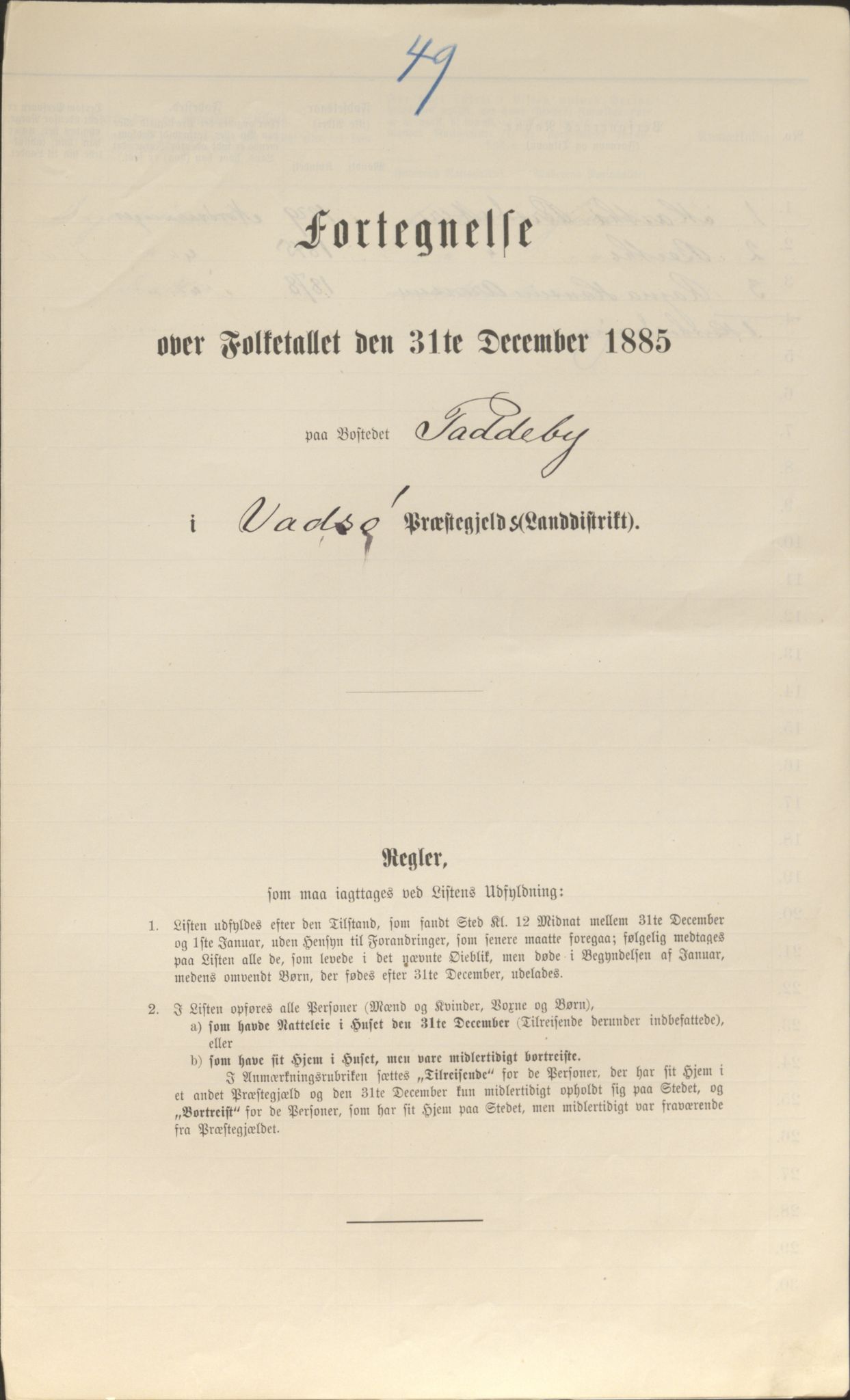 SATØ, 1885 census for 2029 Vadsø, 1885, p. 49a