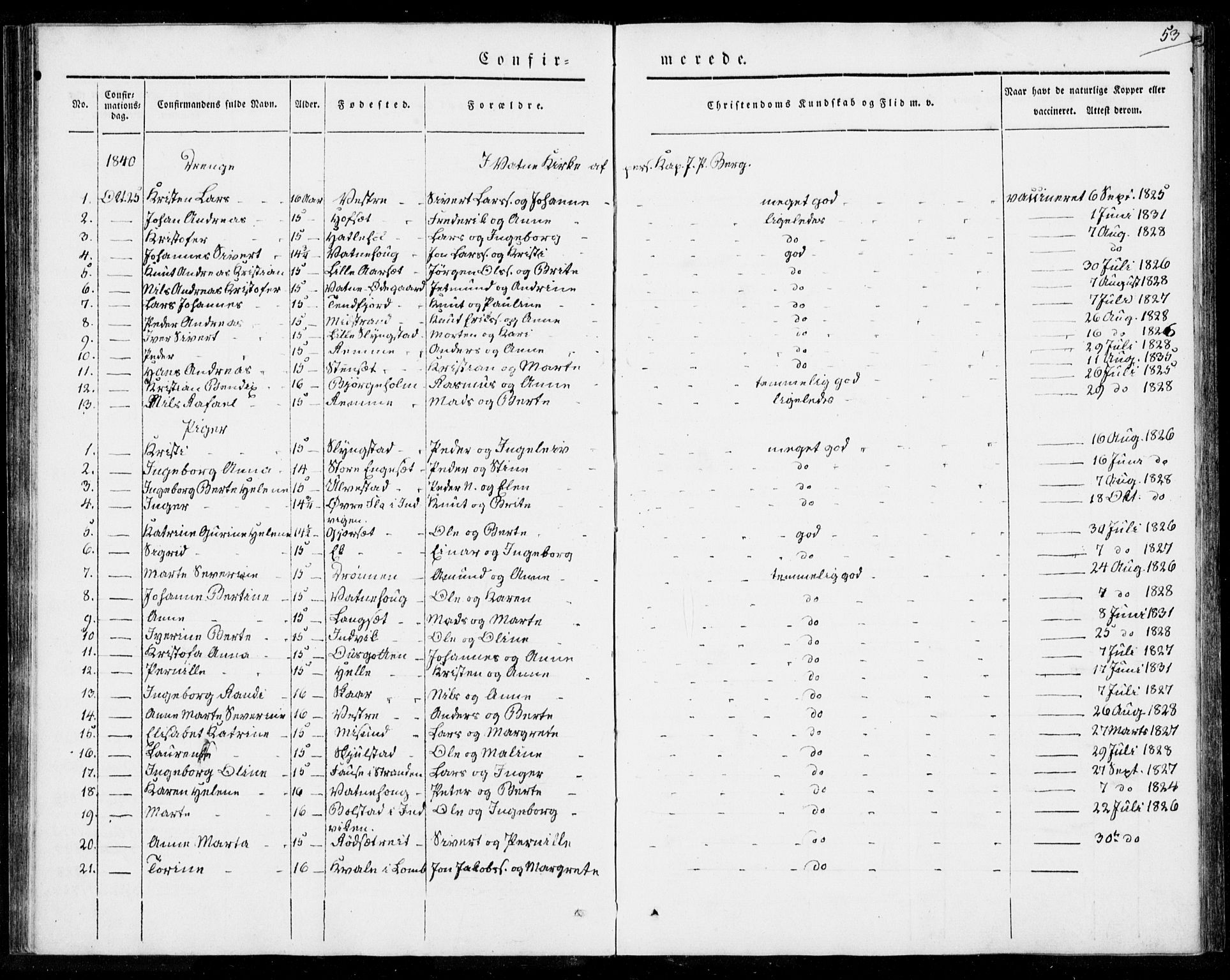 Ministerialprotokoller, klokkerbøker og fødselsregistre - Møre og Romsdal, AV/SAT-A-1454/524/L0352: Parish register (official) no. 524A04, 1838-1847, p. 53