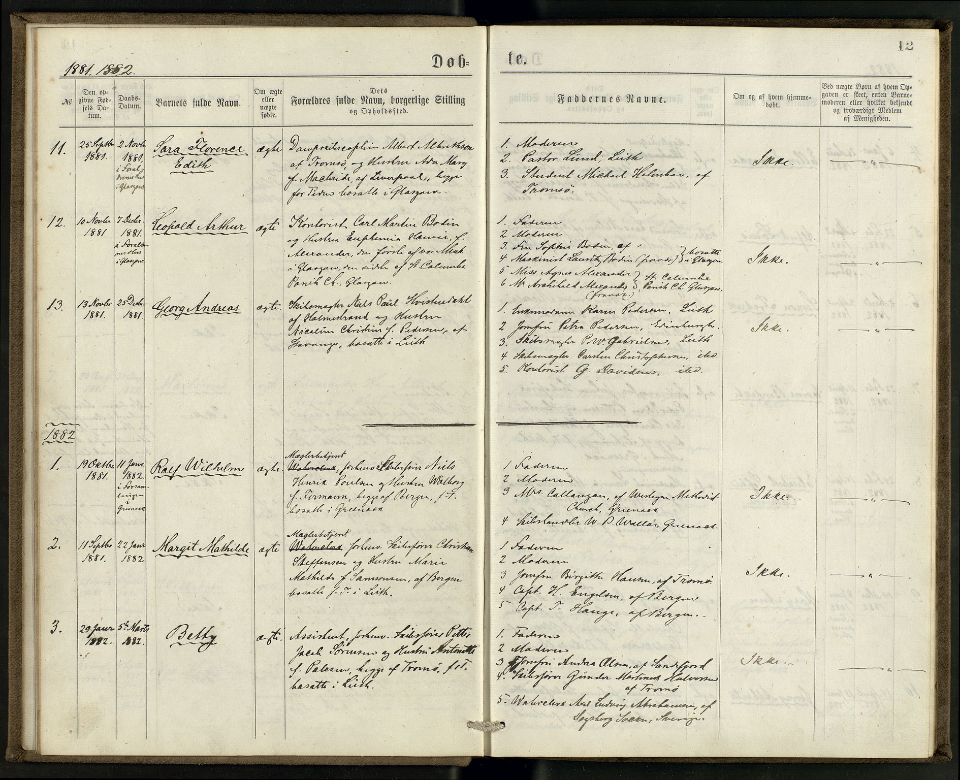 Den norske sjømannsmisjon i utlandet/Skotske havner (Leith, Glasgow), AV/SAB-SAB/PA-0100/H/Ha/Haa/L0002: Parish register (official) no. A 2, 1877-1887, p. 11b-12a