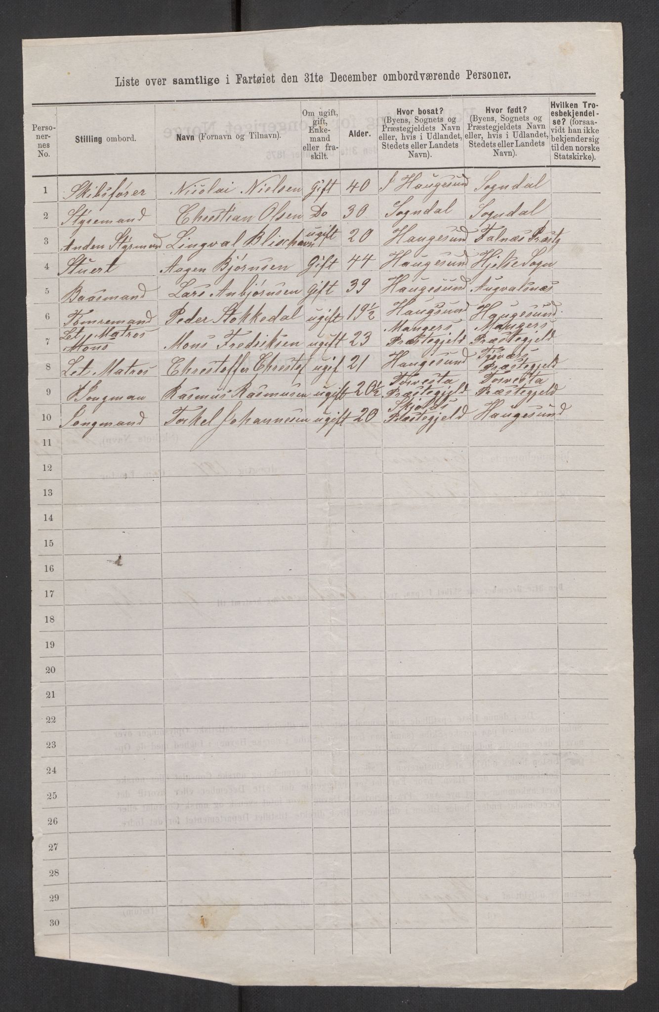 RA, 1875 census, lists of crew on ships: Ships in ports abroad, 1875, p. 399