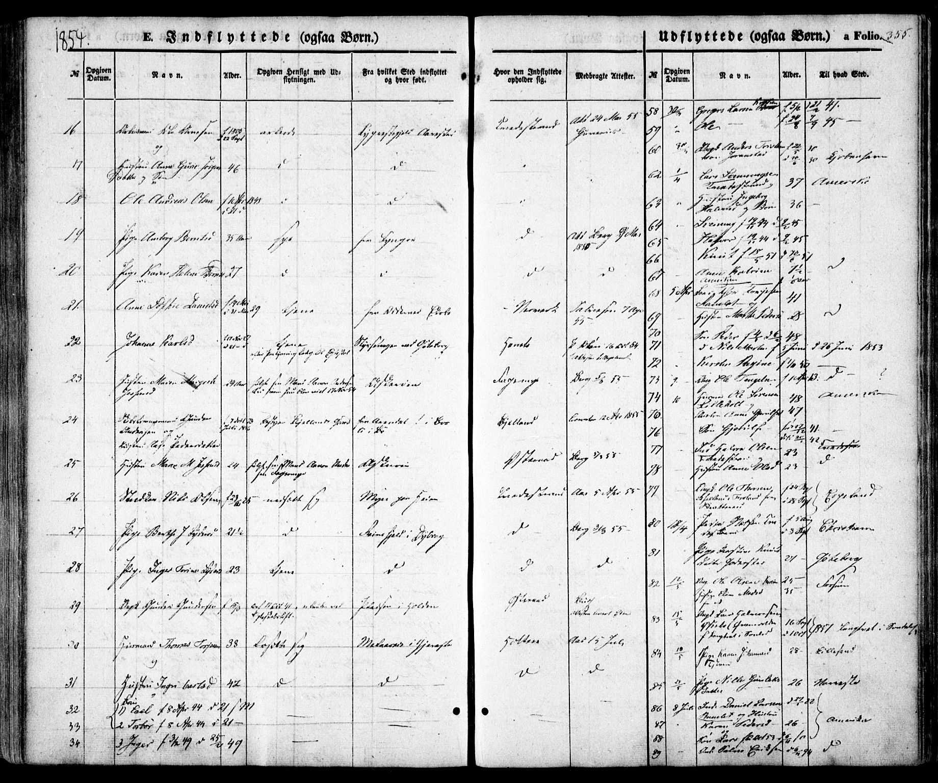 Holt sokneprestkontor, SAK/1111-0021/F/Fa/L0008: Parish register (official) no. A 8, 1849-1860, p. 355