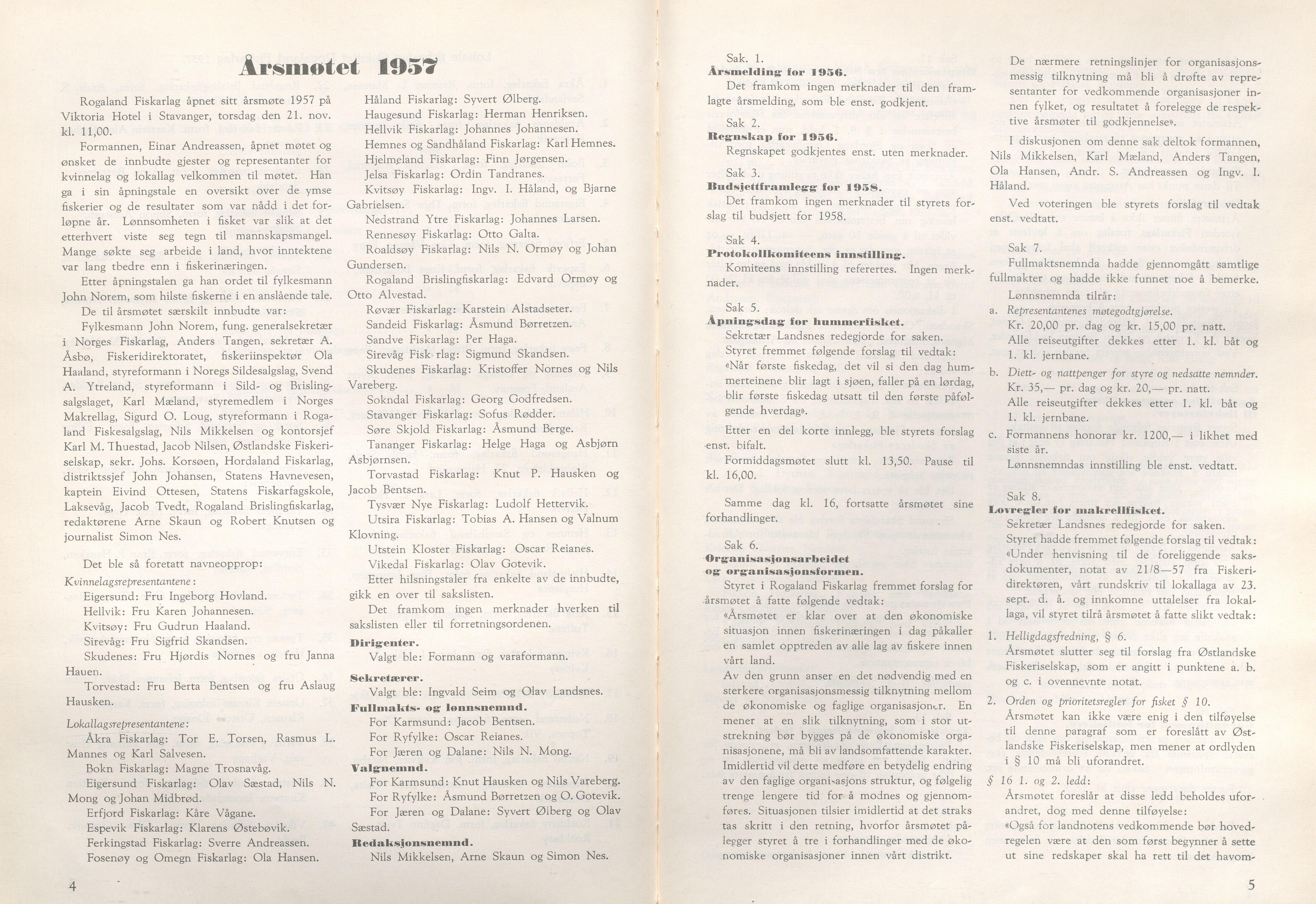 Rogaland fylkeskommune - Fylkesrådmannen , IKAR/A-900/A/Aa/Aaa/L0077: Møtebok , 1958, p. 4-5