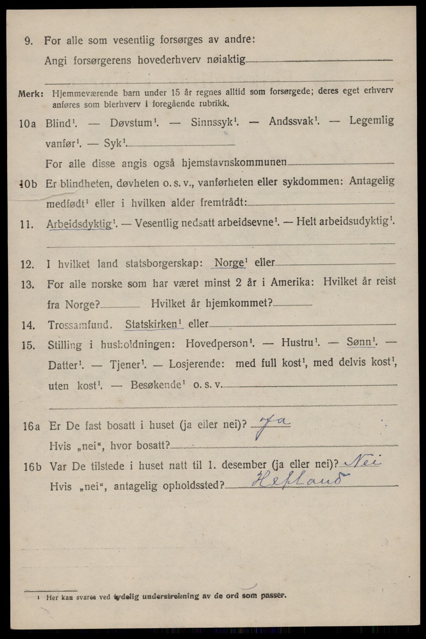 SAST, 1920 census for Høyland, 1920, p. 3259