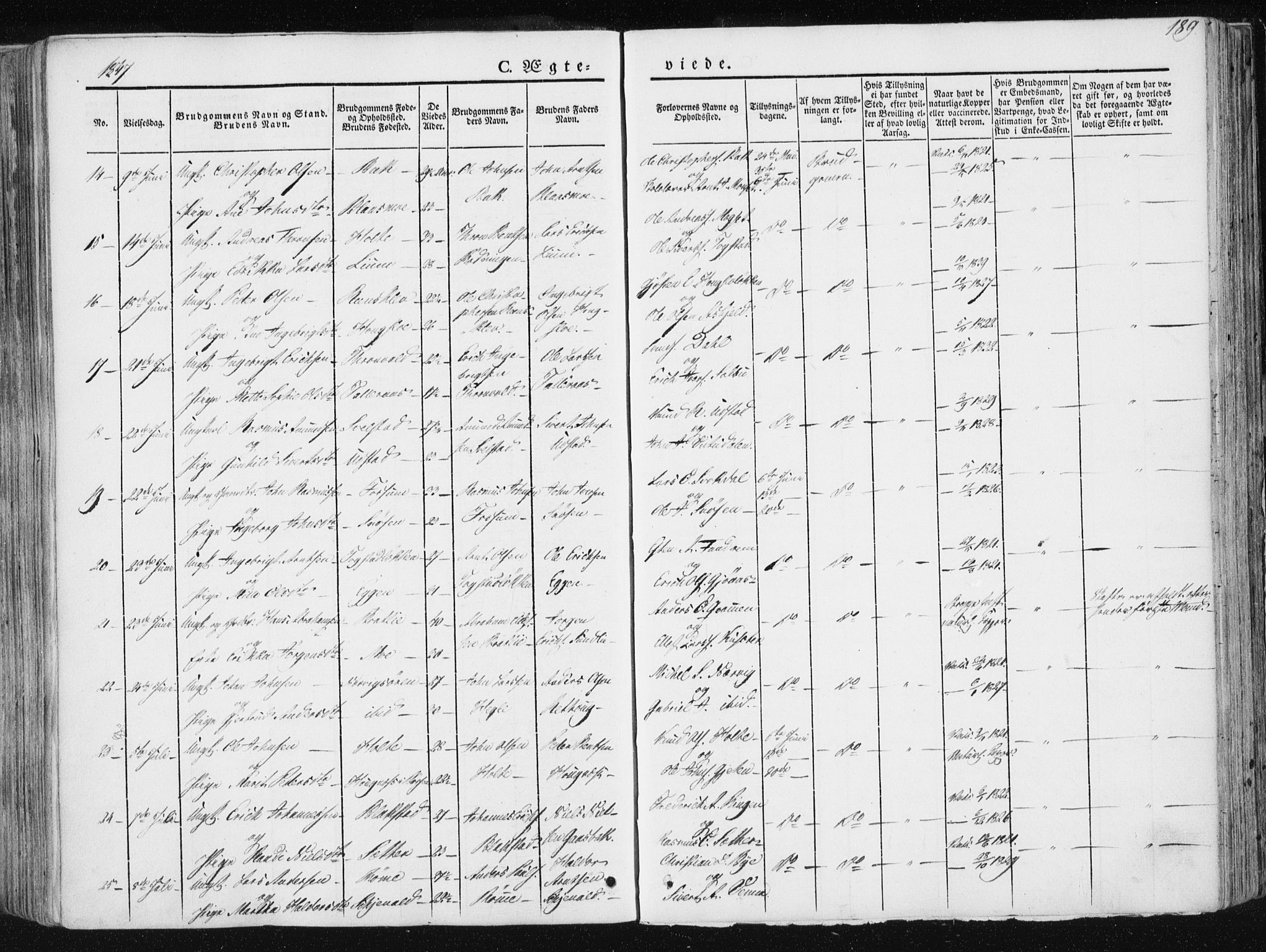 Ministerialprotokoller, klokkerbøker og fødselsregistre - Sør-Trøndelag, SAT/A-1456/668/L0805: Parish register (official) no. 668A05, 1840-1853, p. 189