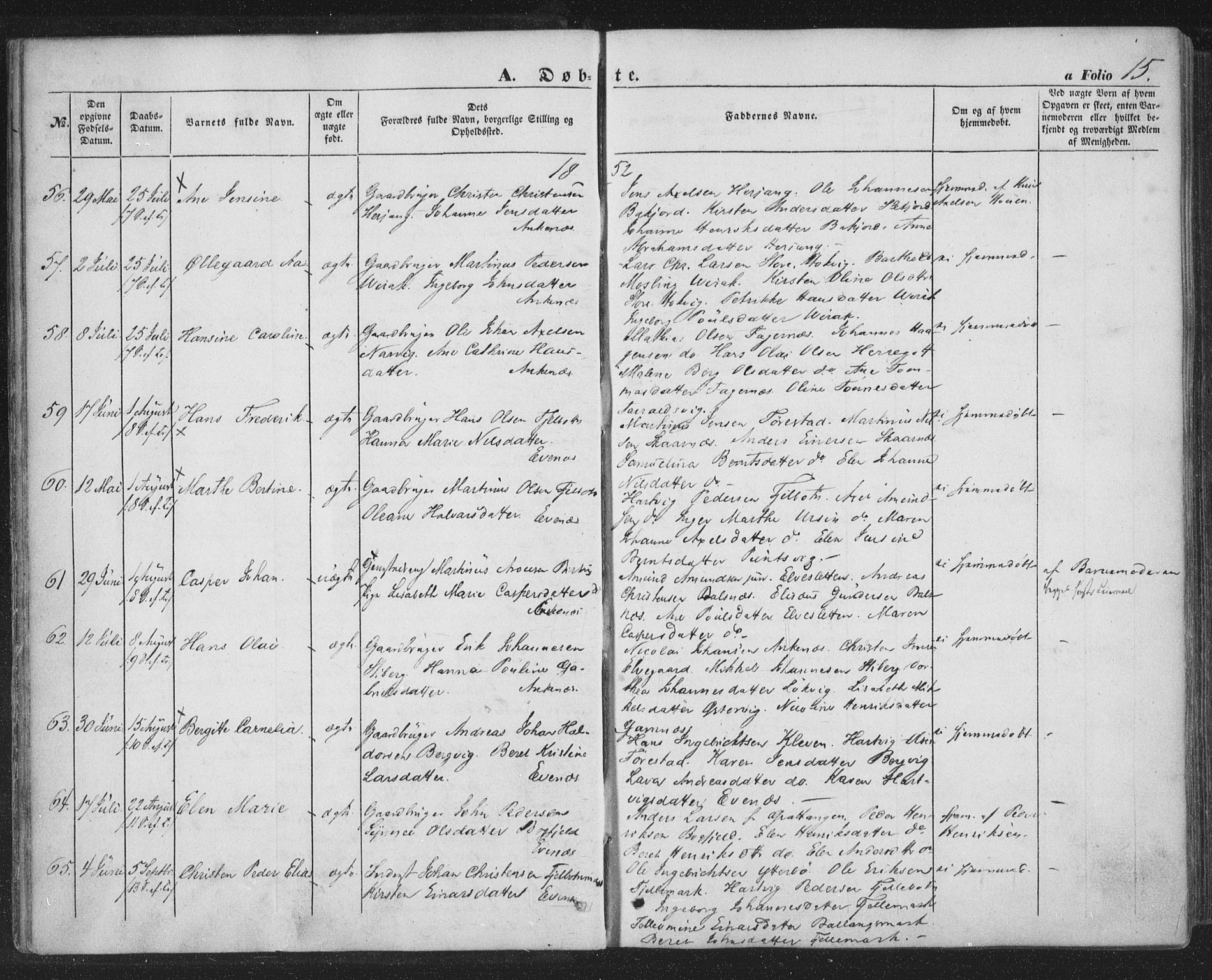 Ministerialprotokoller, klokkerbøker og fødselsregistre - Nordland, SAT/A-1459/863/L0895: Parish register (official) no. 863A07, 1851-1860, p. 15
