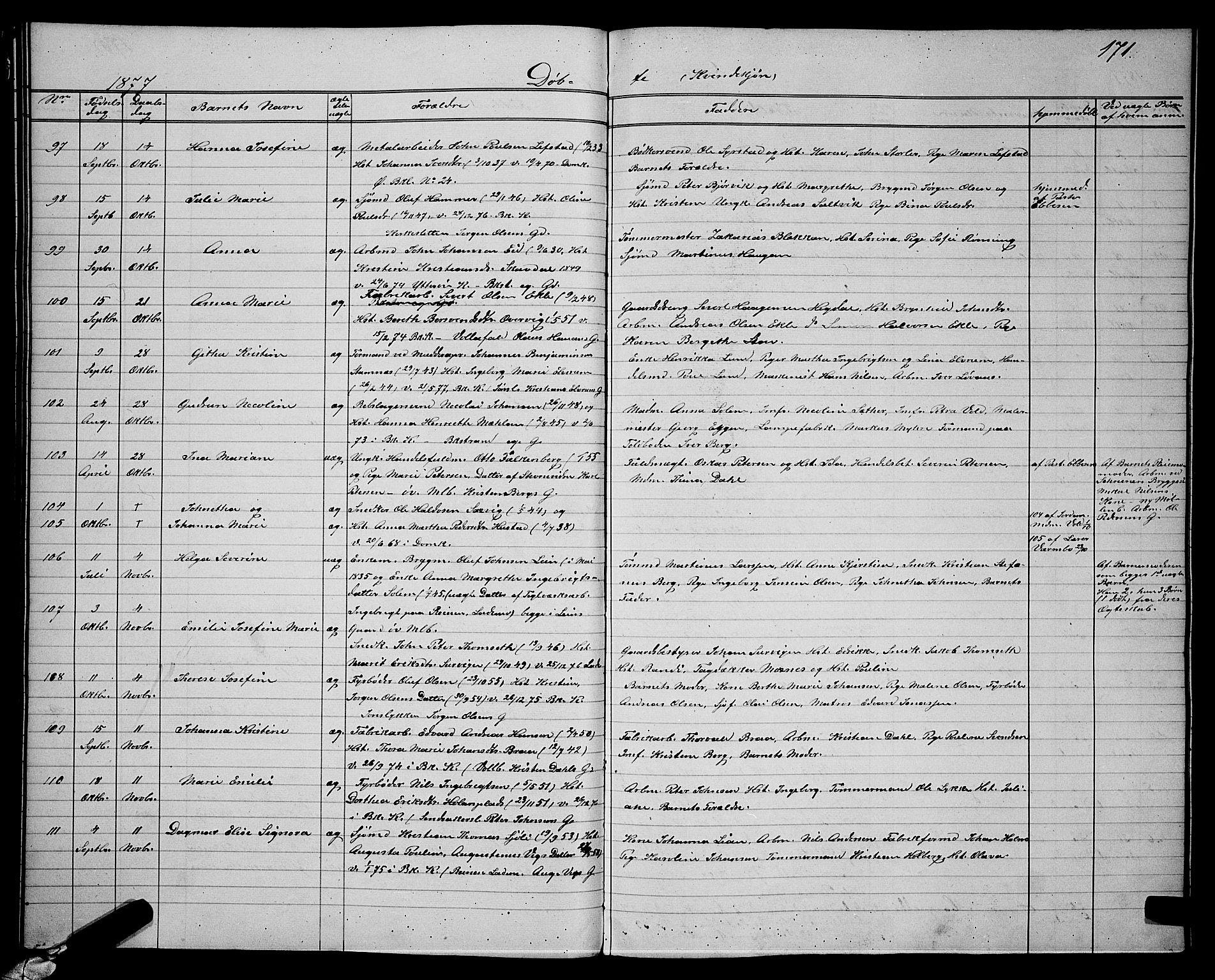 Ministerialprotokoller, klokkerbøker og fødselsregistre - Sør-Trøndelag, SAT/A-1456/604/L0220: Parish register (copy) no. 604C03, 1870-1885, p. 171