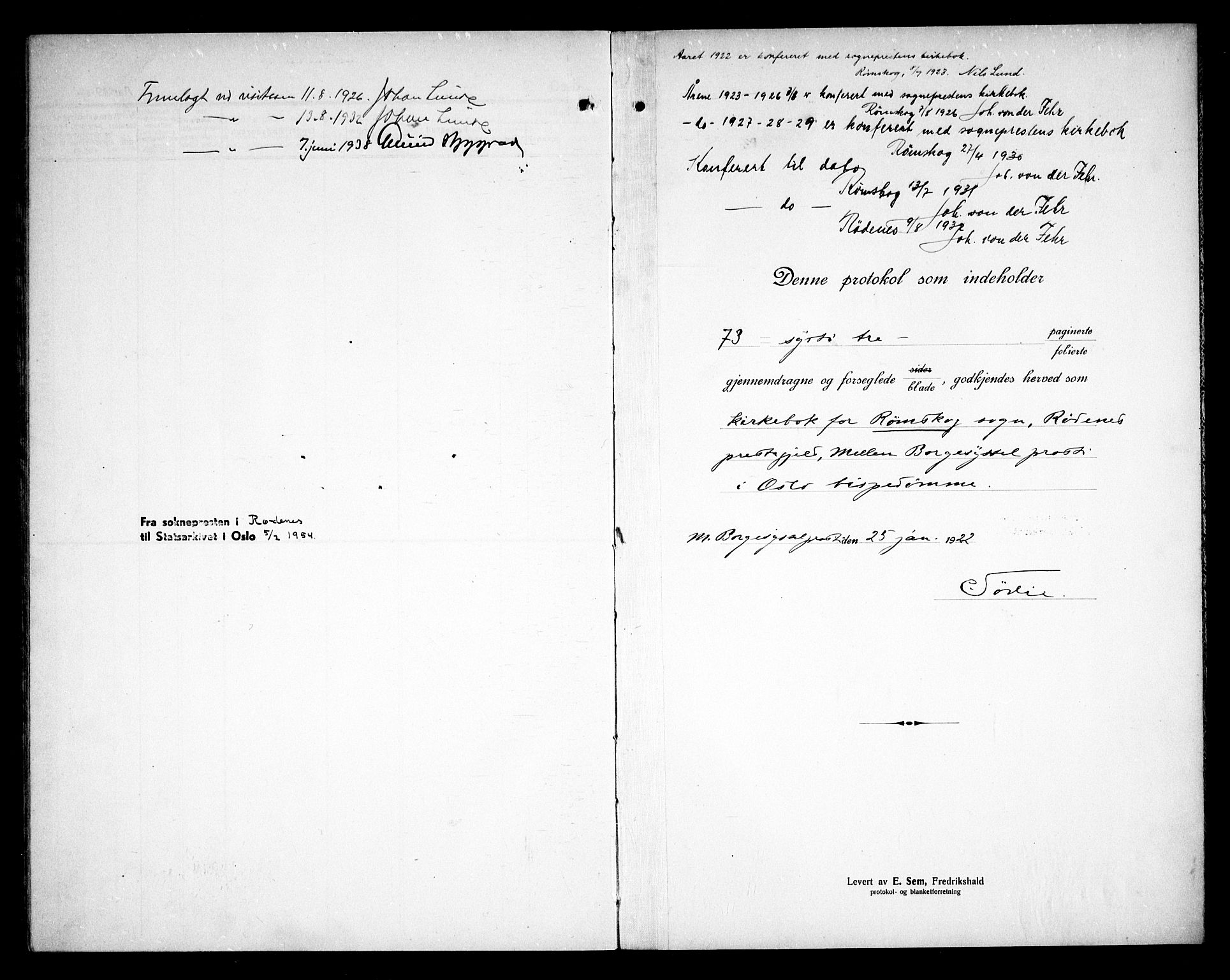 Rødenes prestekontor Kirkebøker, AV/SAO-A-2005/G/Gb/L0003: Parish register (copy) no. II 3, 1922-1936