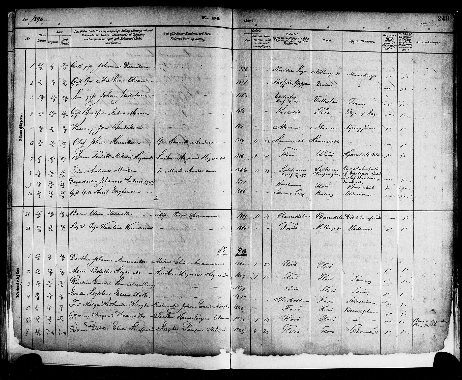 Kinn sokneprestembete, SAB/A-80801/H/Hab/Haba/L0002: Parish register (copy) no. A 2, 1882-1906, p. 249