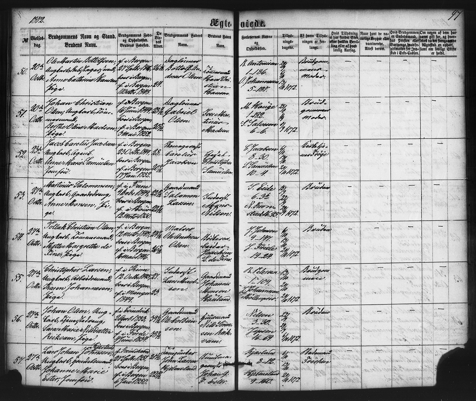 Nykirken Sokneprestembete, AV/SAB-A-77101/H/Haa/L0032: Parish register (official) no. D 2, 1861-1883, p. 97