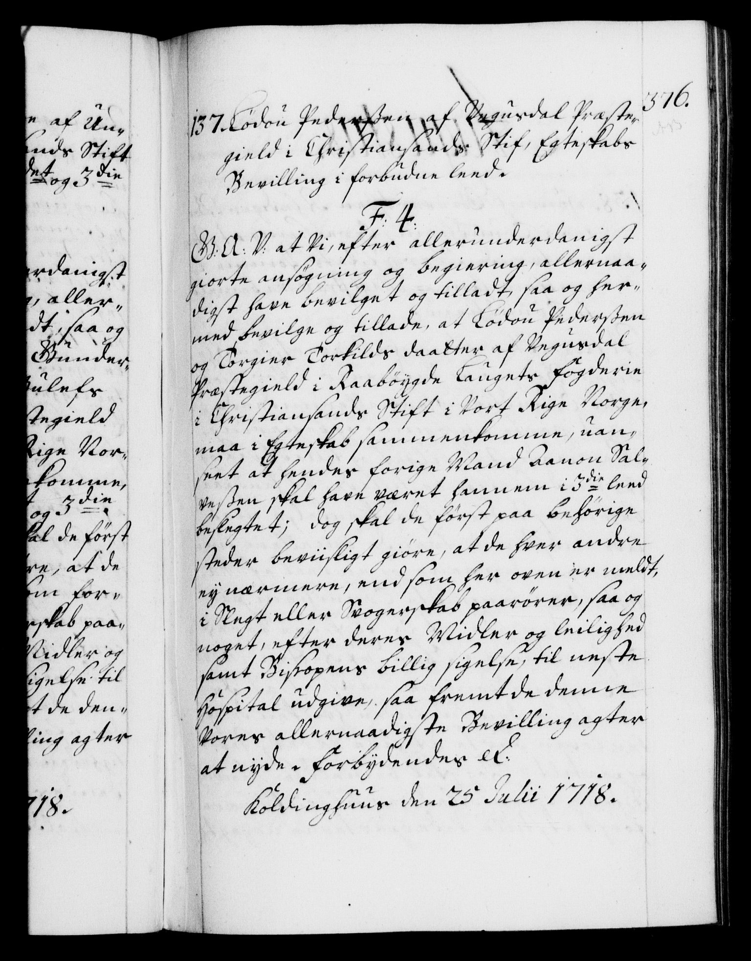 Danske Kanselli 1572-1799, AV/RA-EA-3023/F/Fc/Fca/Fcaa/L0022: Norske registre, 1716-1719, p. 376a