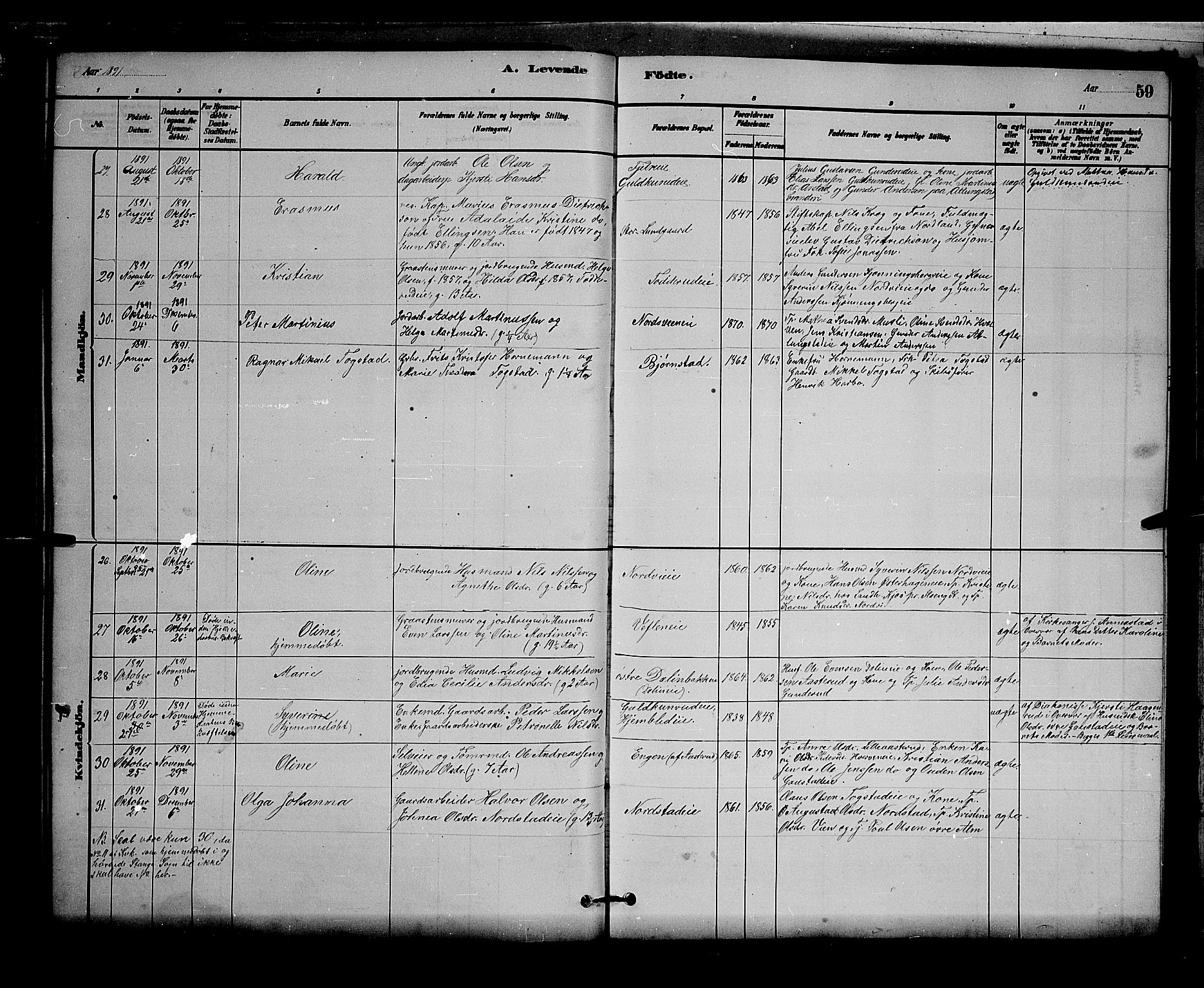 Stange prestekontor, AV/SAH-PREST-002/L/L0007: Parish register (copy) no. 7, 1880-1893, p. 59