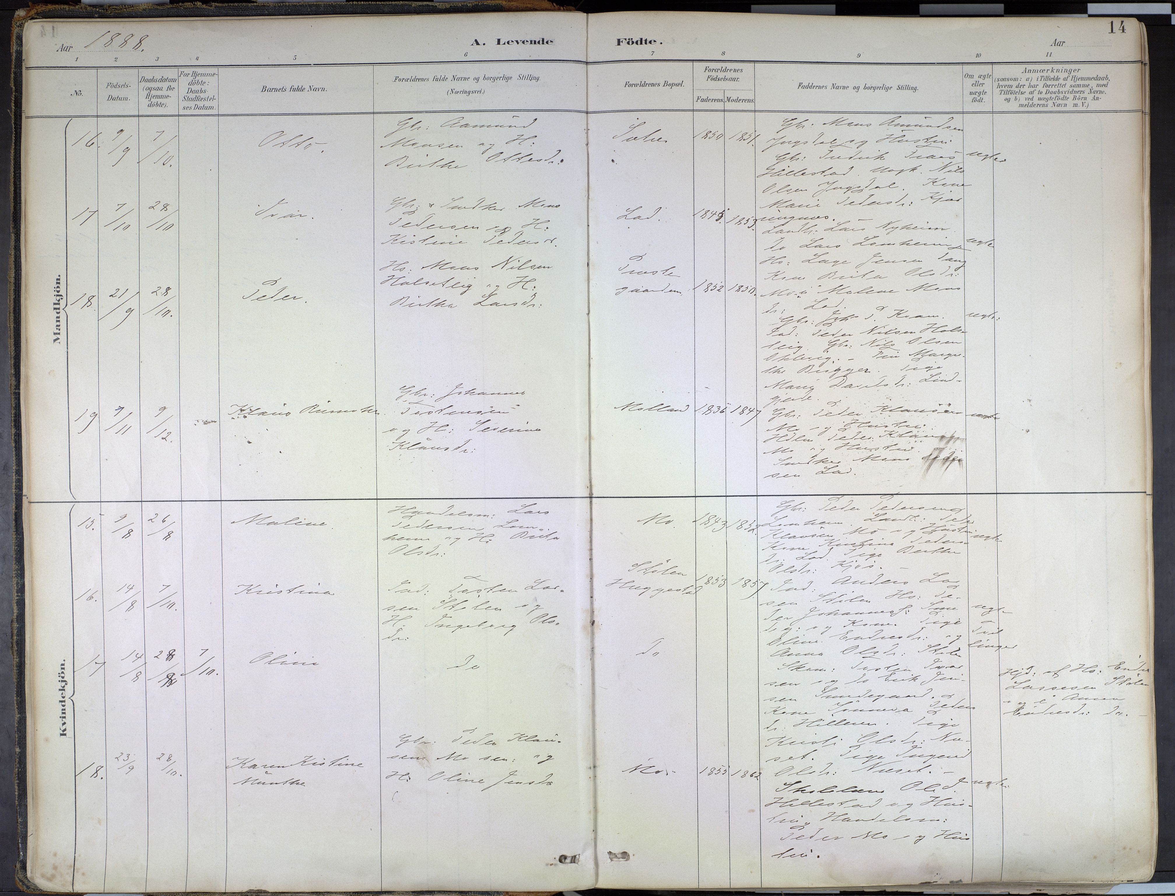 Hafslo sokneprestembete, AV/SAB-A-80301/H/Haa/Haab/L0001: Parish register (official) no. B 1, 1886-1945, p. 14