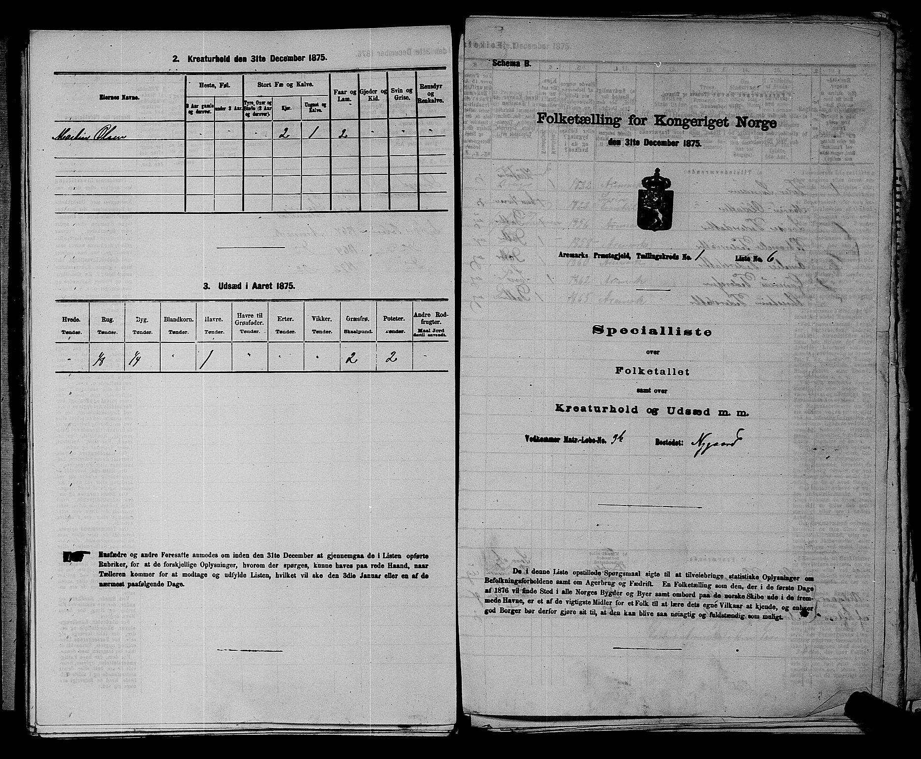 RA, 1875 census for 0118P Aremark, 1875, p. 74