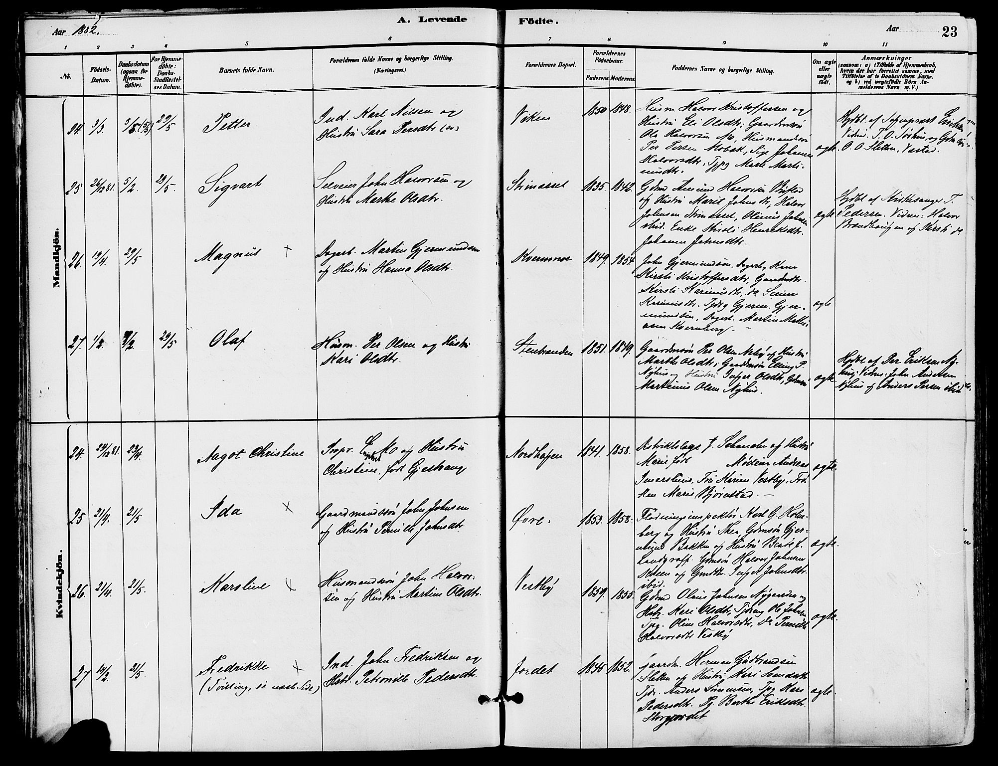 Trysil prestekontor, AV/SAH-PREST-046/H/Ha/Haa/L0008: Parish register (official) no. 8, 1881-1897, p. 23