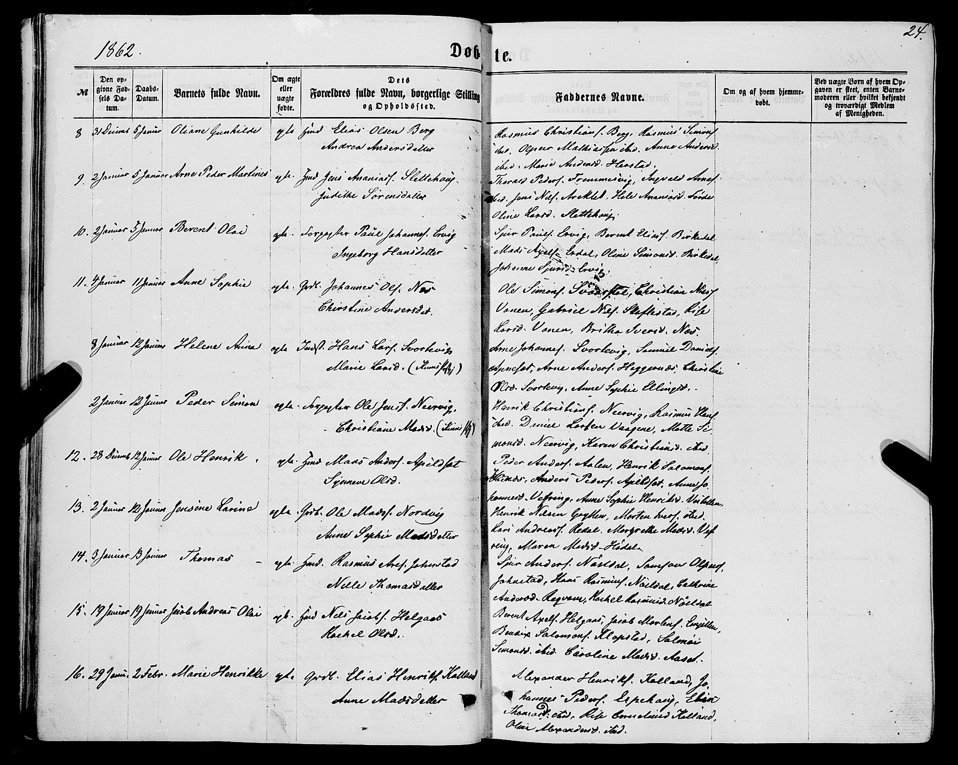 Førde sokneprestembete, AV/SAB-A-79901/H/Haa/Haaa/L0009: Parish register (official) no. A 9, 1861-1877, p. 24