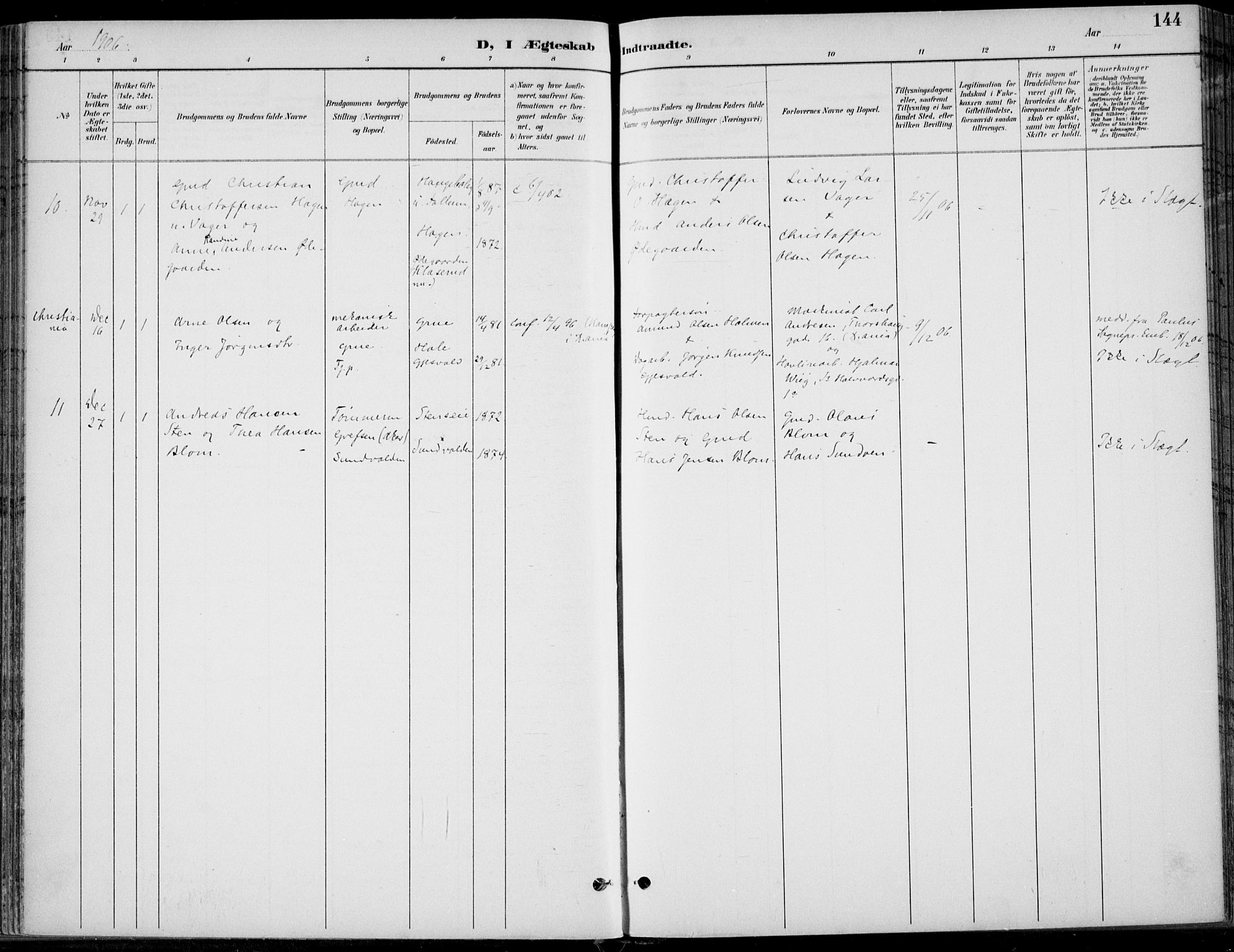 Hole kirkebøker, SAKO/A-228/F/Fa/L0009: Parish register (official) no. I 9, 1892-1907, p. 144