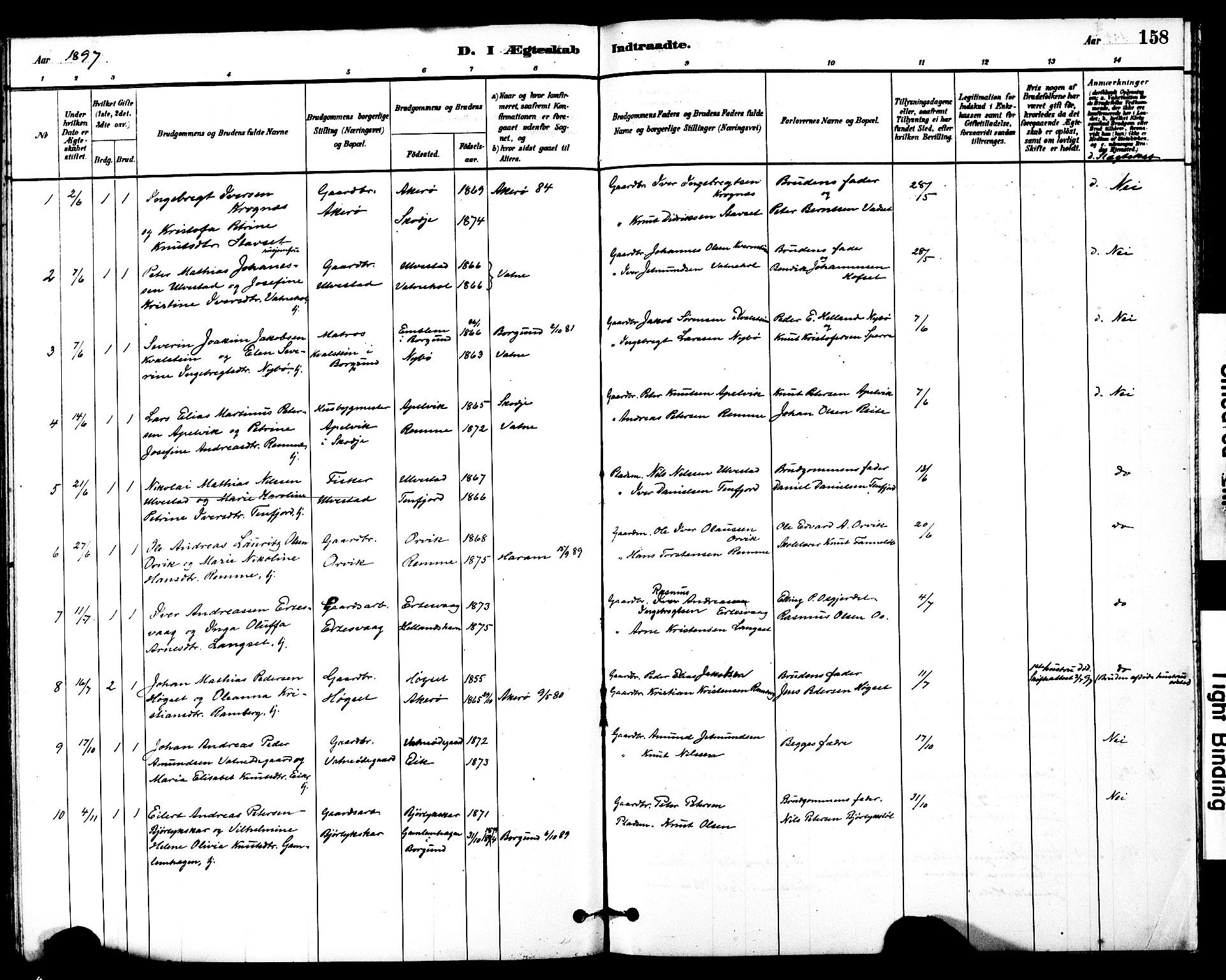 Ministerialprotokoller, klokkerbøker og fødselsregistre - Møre og Romsdal, SAT/A-1454/525/L0374: Parish register (official) no. 525A04, 1880-1899, p. 158