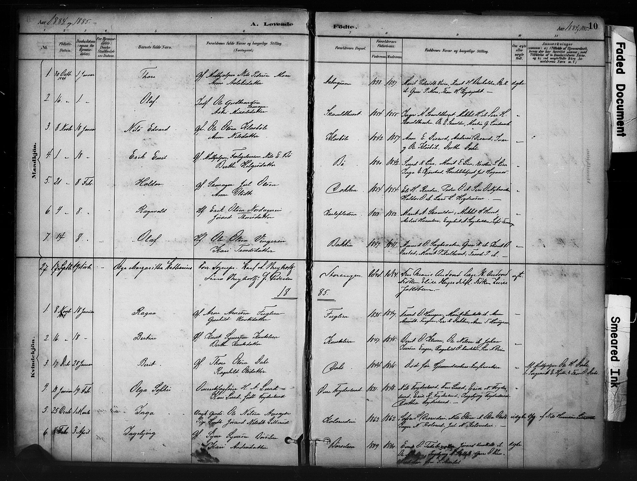 Nord-Aurdal prestekontor, SAH/PREST-132/H/Ha/Haa/L0013: Parish register (official) no. 13, 1883-1895, p. 10