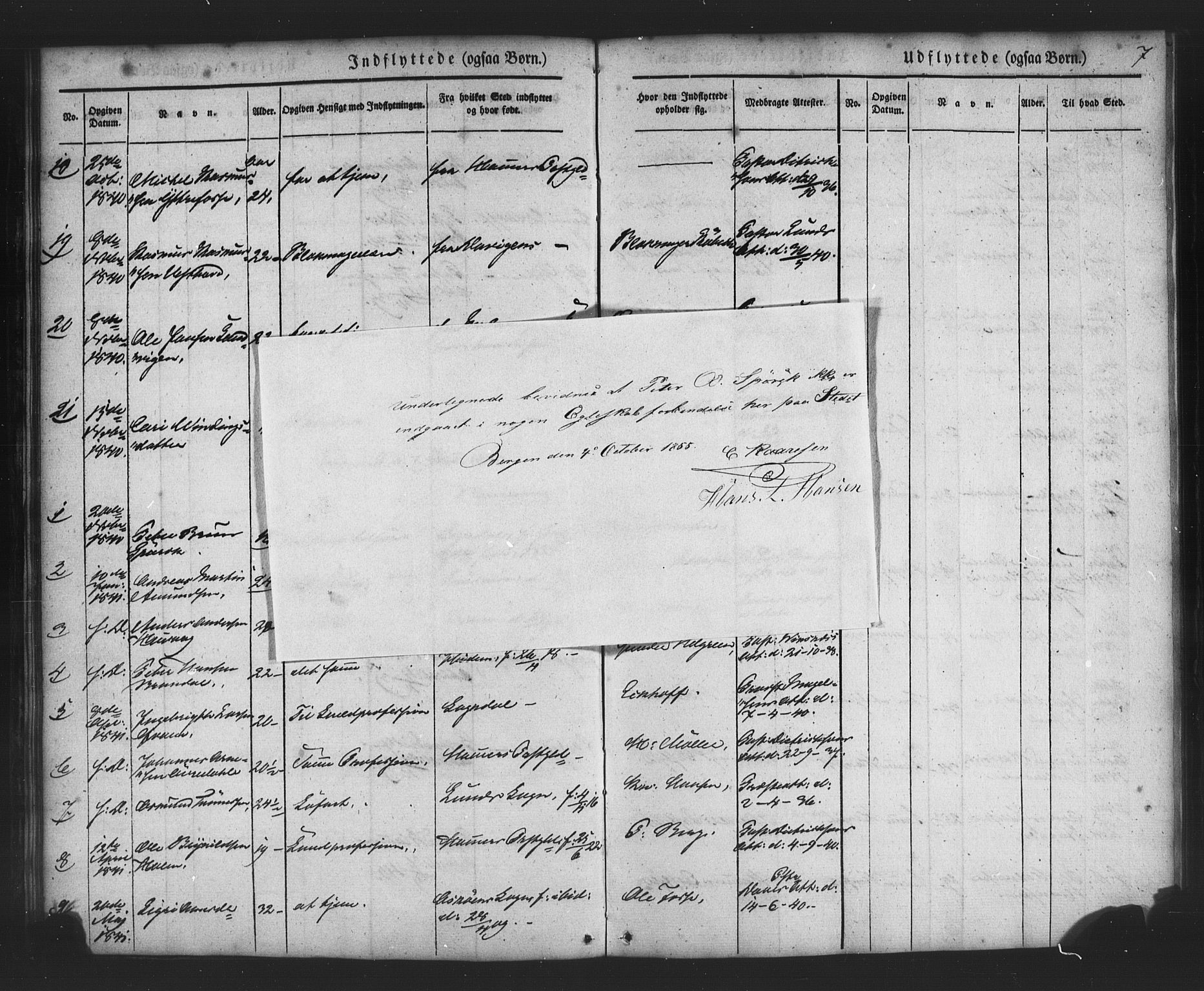 Nykirken Sokneprestembete, SAB/A-77101/H/Haa/L0049: Parish register (official) no. G 1, 1838-1860, p. 7