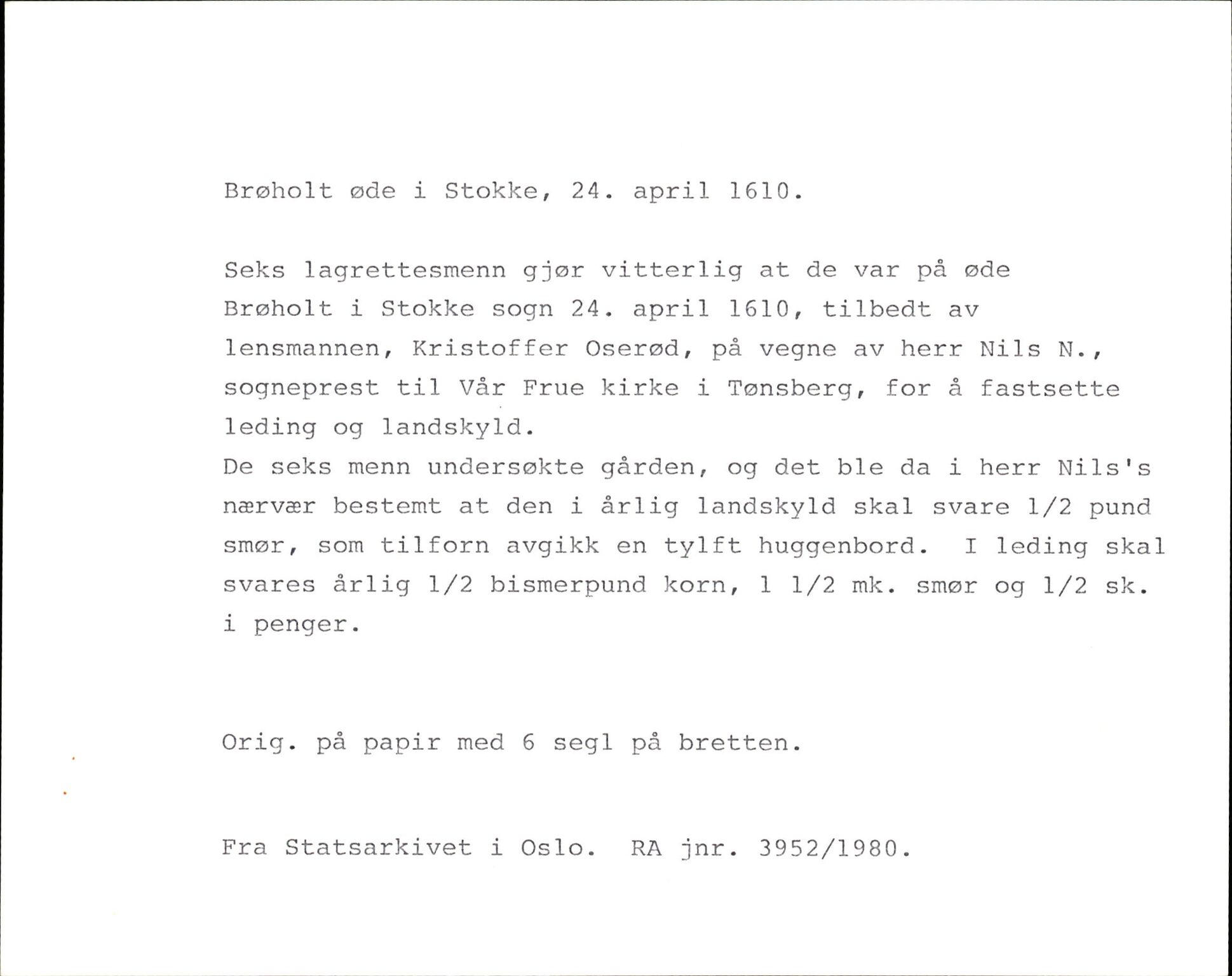 Riksarkivets diplomsamling, AV/RA-EA-5965/F35/F35k/L0002: Regestsedler: Prestearkiver fra Hedmark, Oppland, Buskerud og Vestfold, p. 751