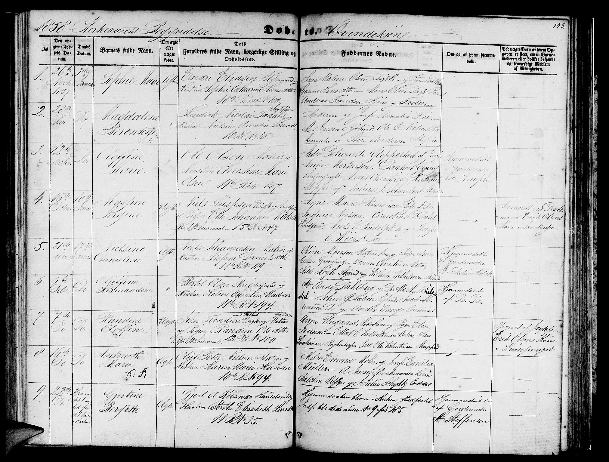 Domkirken sokneprestembete, AV/SAB-A-74801/H/Hab/L0011: Parish register (copy) no. B 4, 1856-1862, p. 153