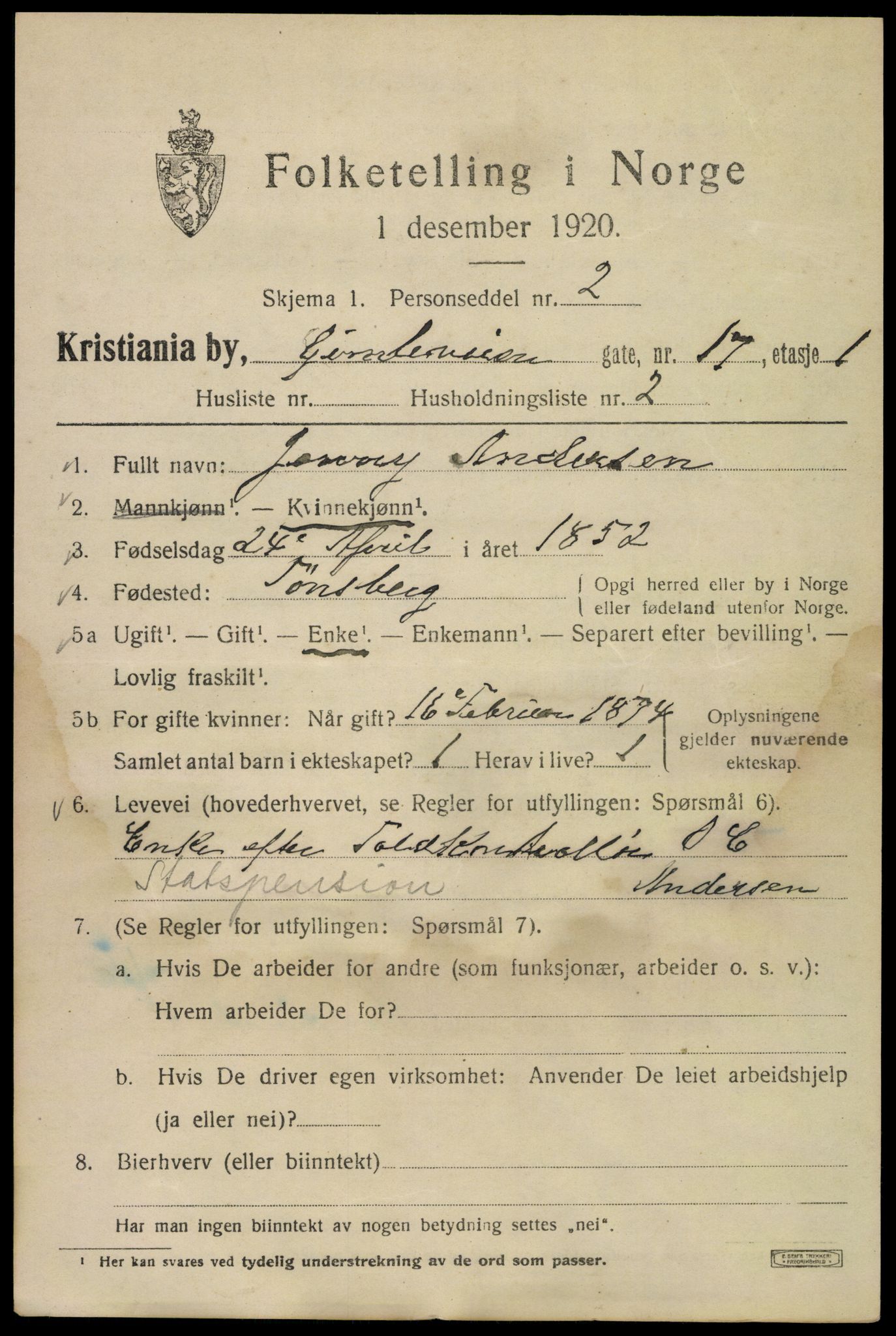 SAO, 1920 census for Kristiania, 1920, p. 247497