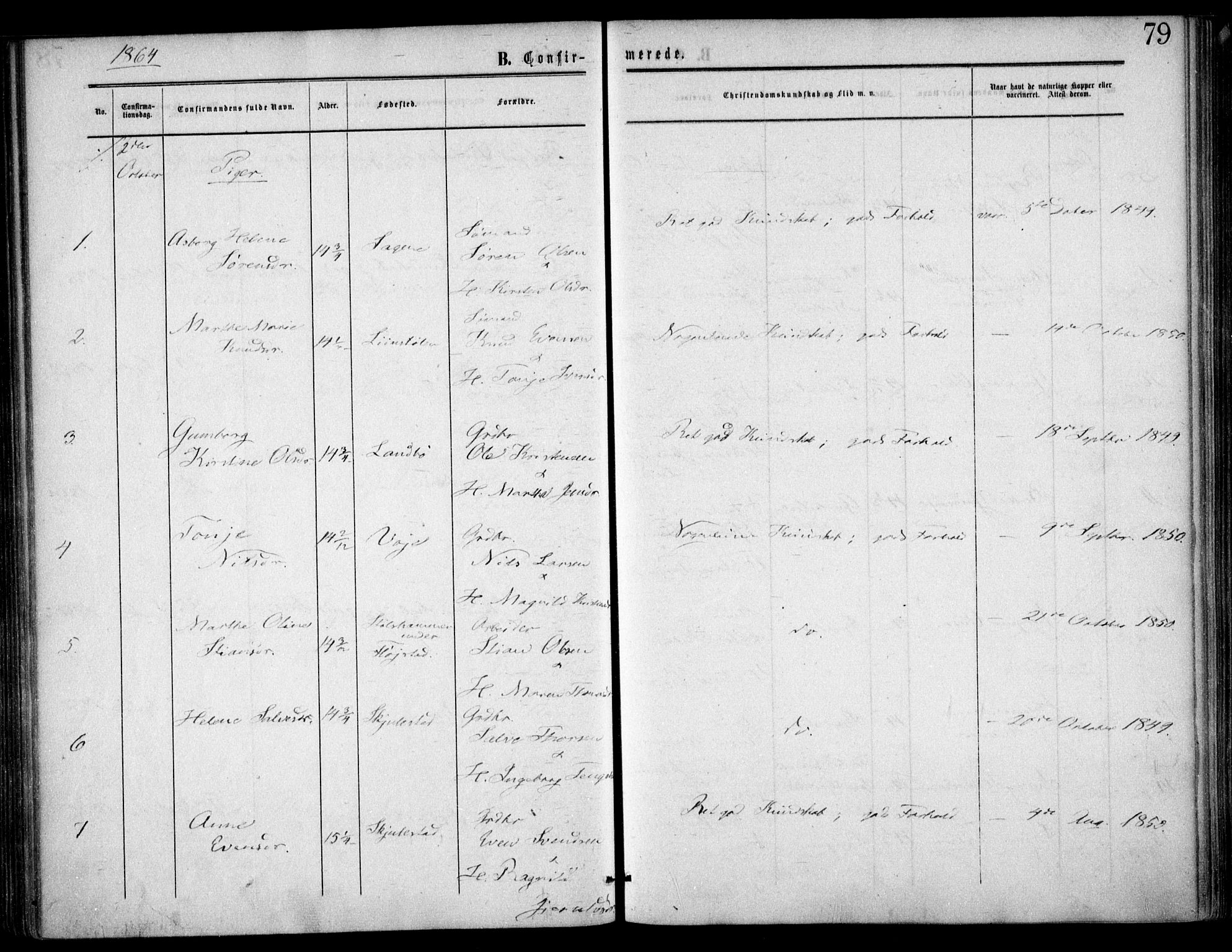 Austre Moland sokneprestkontor, AV/SAK-1111-0001/F/Fa/Faa/L0008: Parish register (official) no. A 8, 1858-1868, p. 79