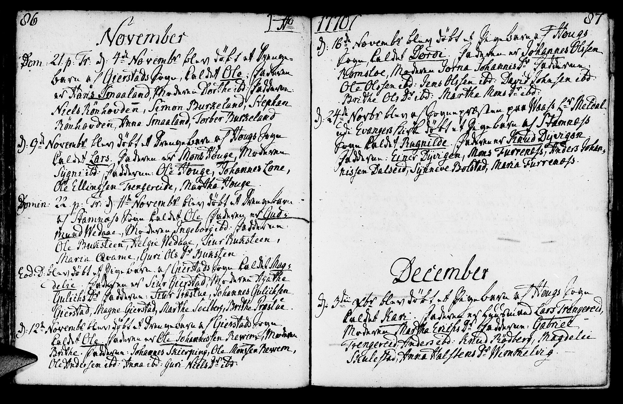 Haus sokneprestembete, AV/SAB-A-75601/H/Haa: Parish register (official) no. A 9, 1767-1781, p. 86-87