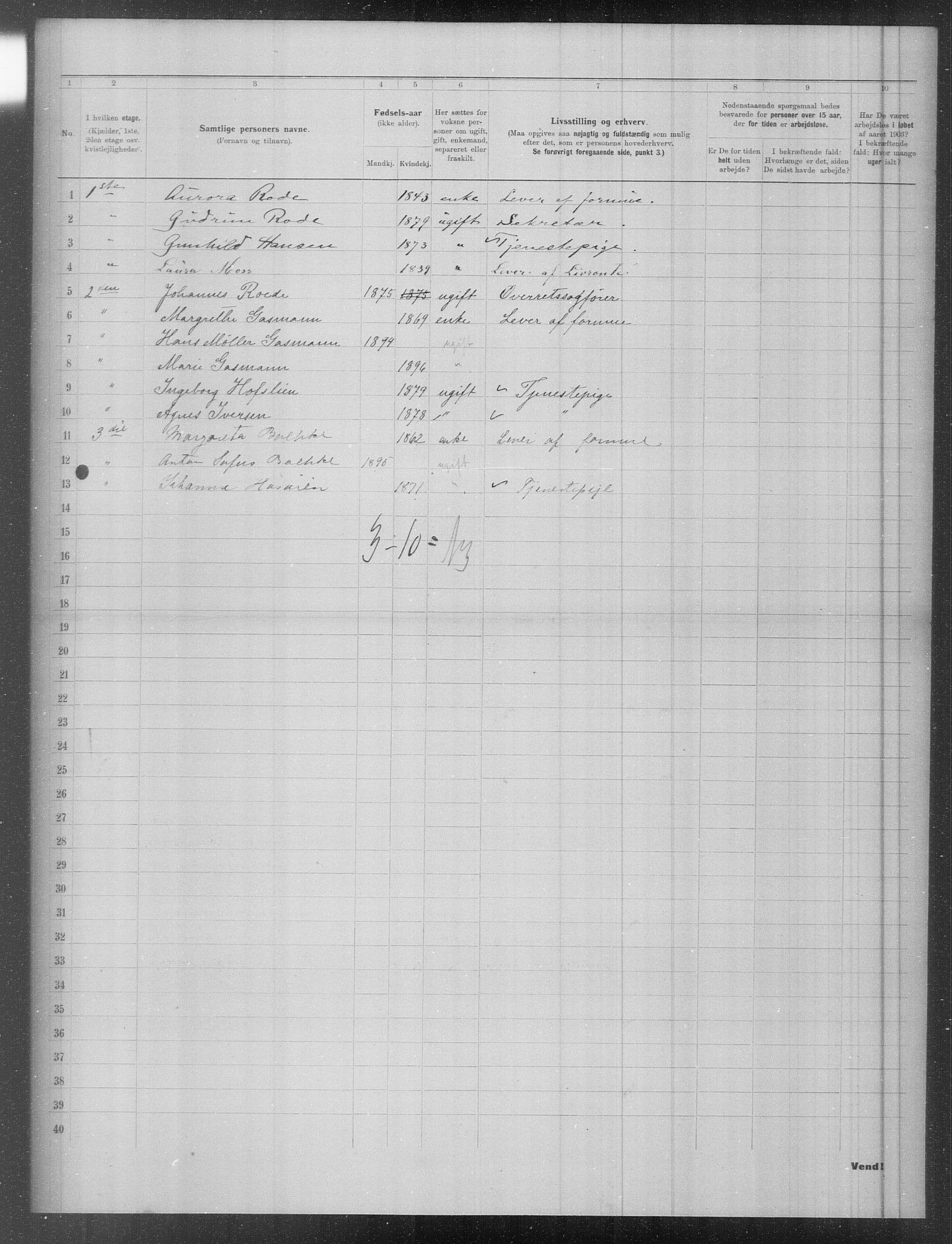 OBA, Municipal Census 1903 for Kristiania, 1903, p. 3834