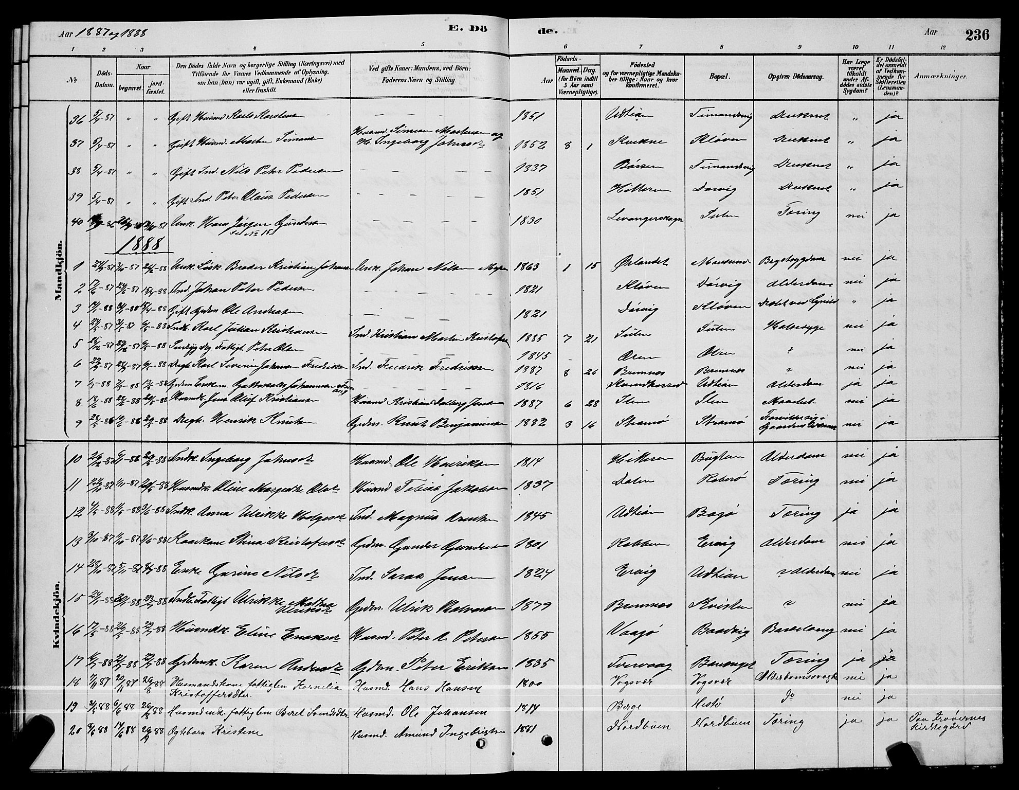 Ministerialprotokoller, klokkerbøker og fødselsregistre - Sør-Trøndelag, SAT/A-1456/640/L0585: Parish register (copy) no. 640C03, 1878-1891, p. 236