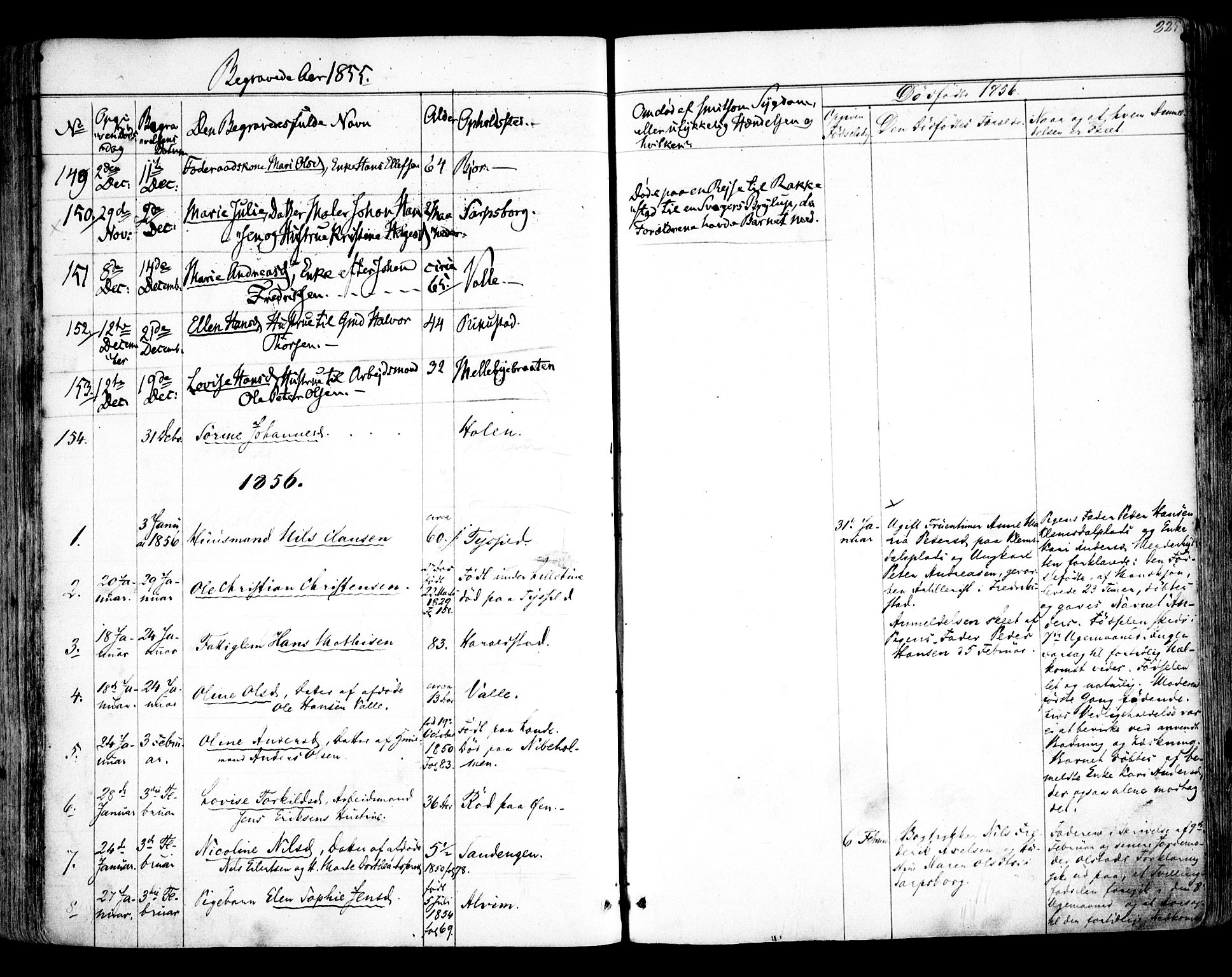 Tune prestekontor Kirkebøker, SAO/A-2007/F/Fa/L0011: Parish register (official) no. 11, 1852-1856, p. 225