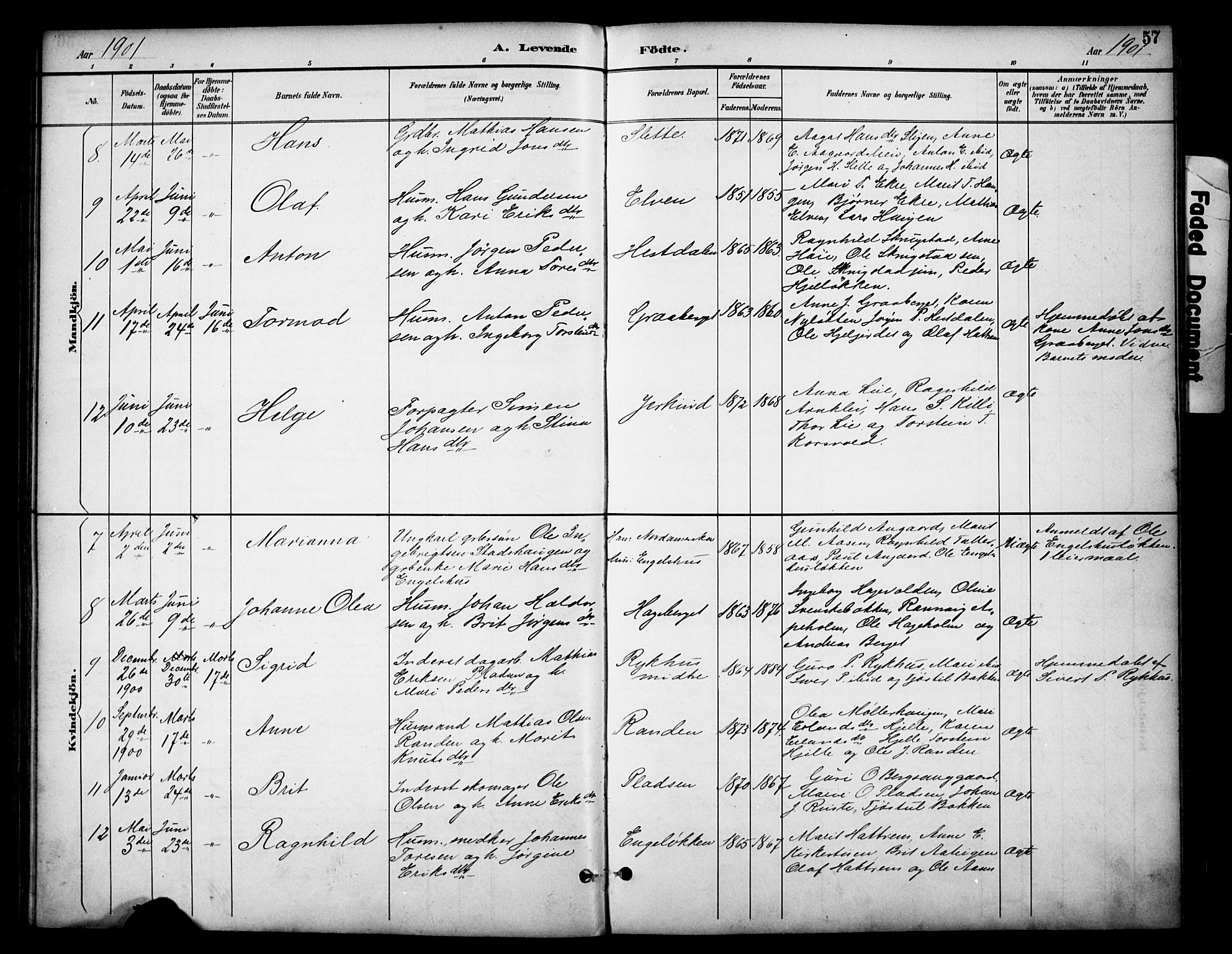 Dovre prestekontor, AV/SAH-PREST-066/H/Ha/Haa/L0003: Parish register (official) no. 3, 1891-1901, p. 57
