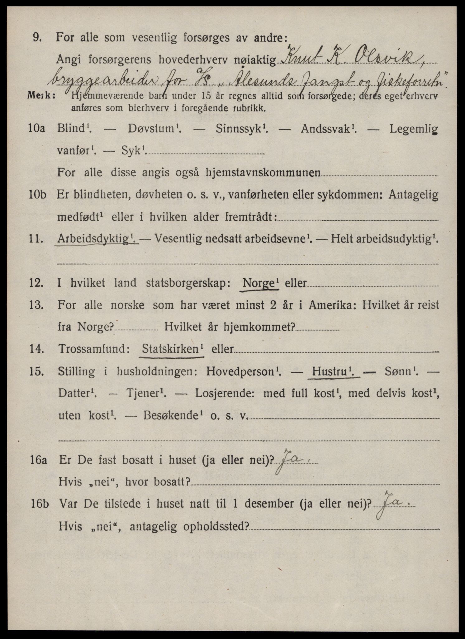 SAT, 1920 census for Borgund, 1920, p. 9317