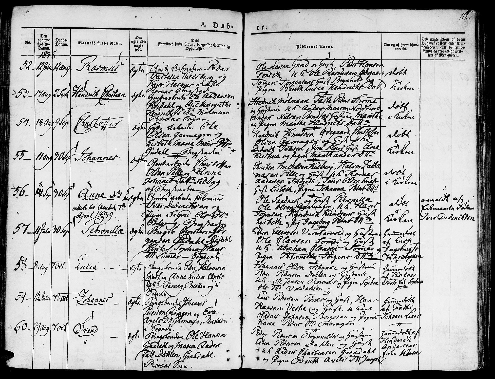 Ministerialprotokoller, klokkerbøker og fødselsregistre - Sør-Trøndelag, SAT/A-1456/681/L0930: Parish register (official) no. 681A08, 1829-1844, p. 112