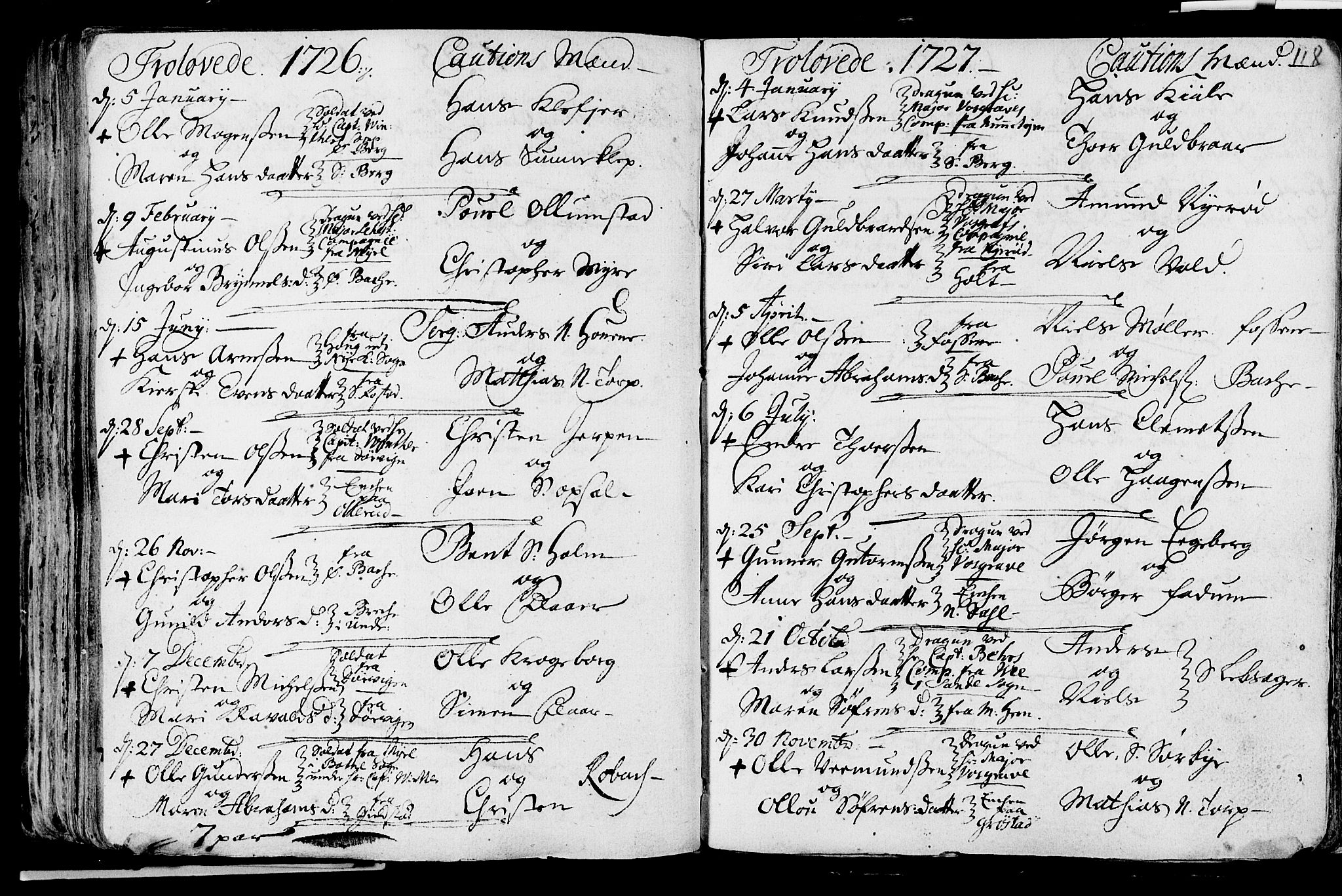 Våle kirkebøker, SAKO/A-334/F/Fa/L0002: Parish register (official) no. I 2, 1705-1732, p. 118