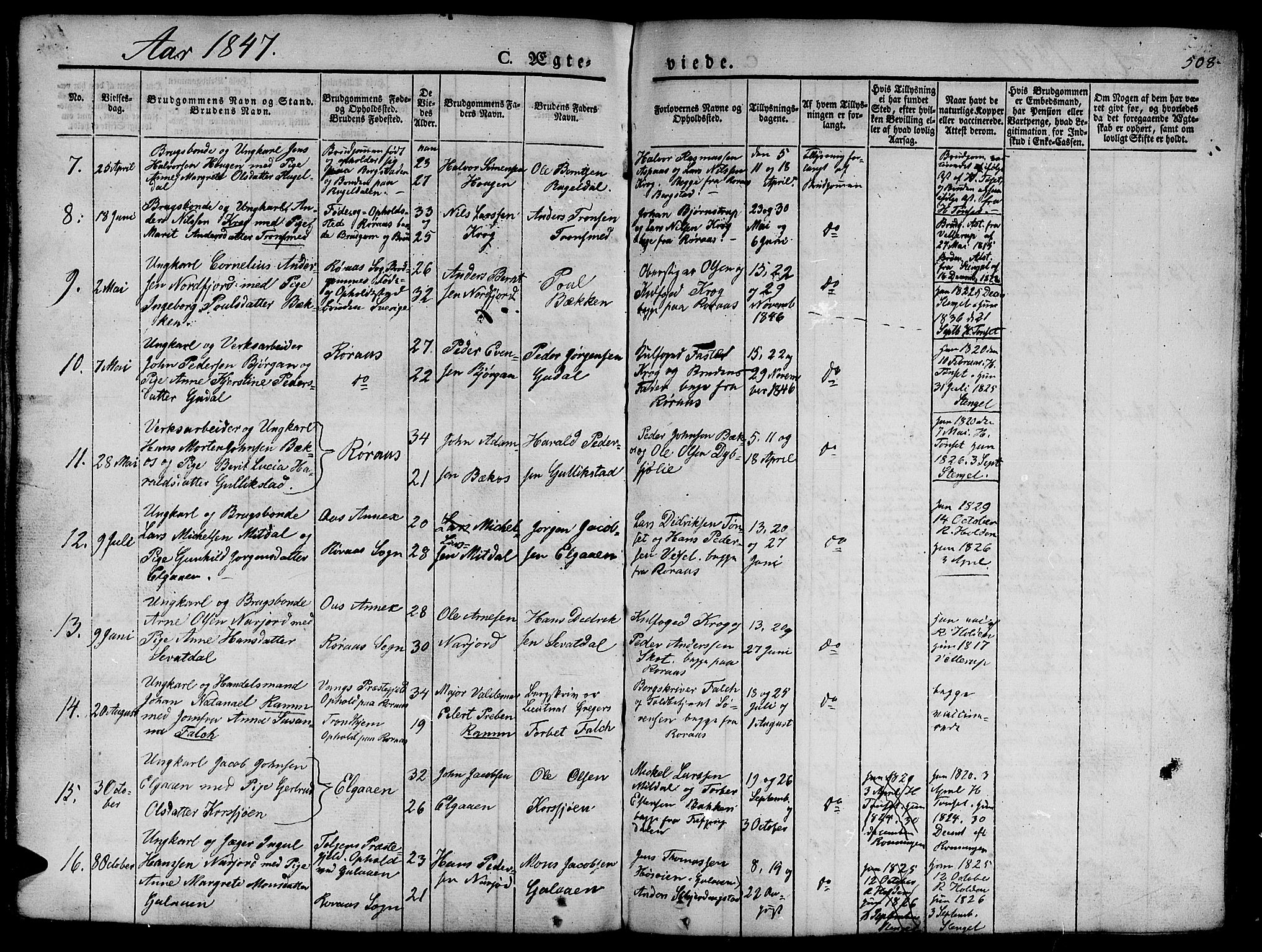 Ministerialprotokoller, klokkerbøker og fødselsregistre - Sør-Trøndelag, SAT/A-1456/681/L0939: Parish register (copy) no. 681C03, 1829-1855, p. 508