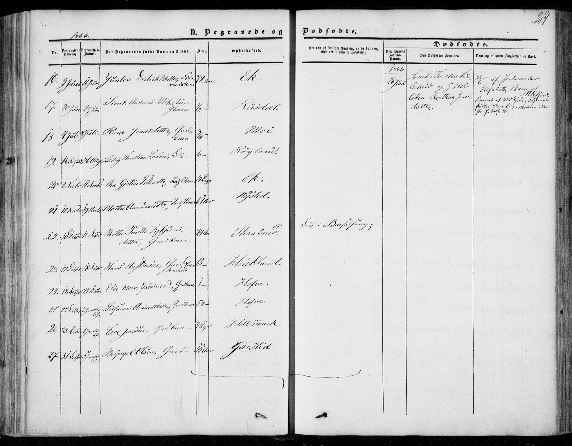 Lund sokneprestkontor, AV/SAST-A-101809/S06/L0009: Parish register (official) no. A 8, 1853-1877, p. 214