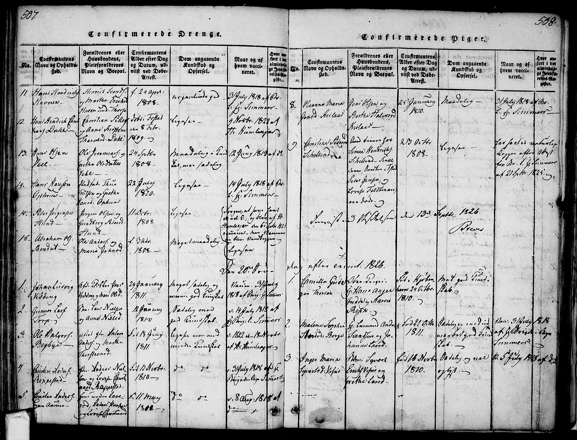 Borge prestekontor Kirkebøker, AV/SAO-A-10903/F/Fa/L0003: Parish register (official) no. I 3, 1815-1836, p. 507-508