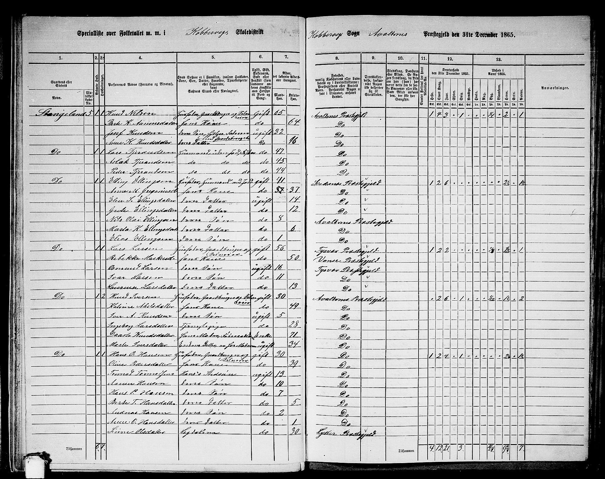 RA, 1865 census for Avaldsnes, 1865, p. 26