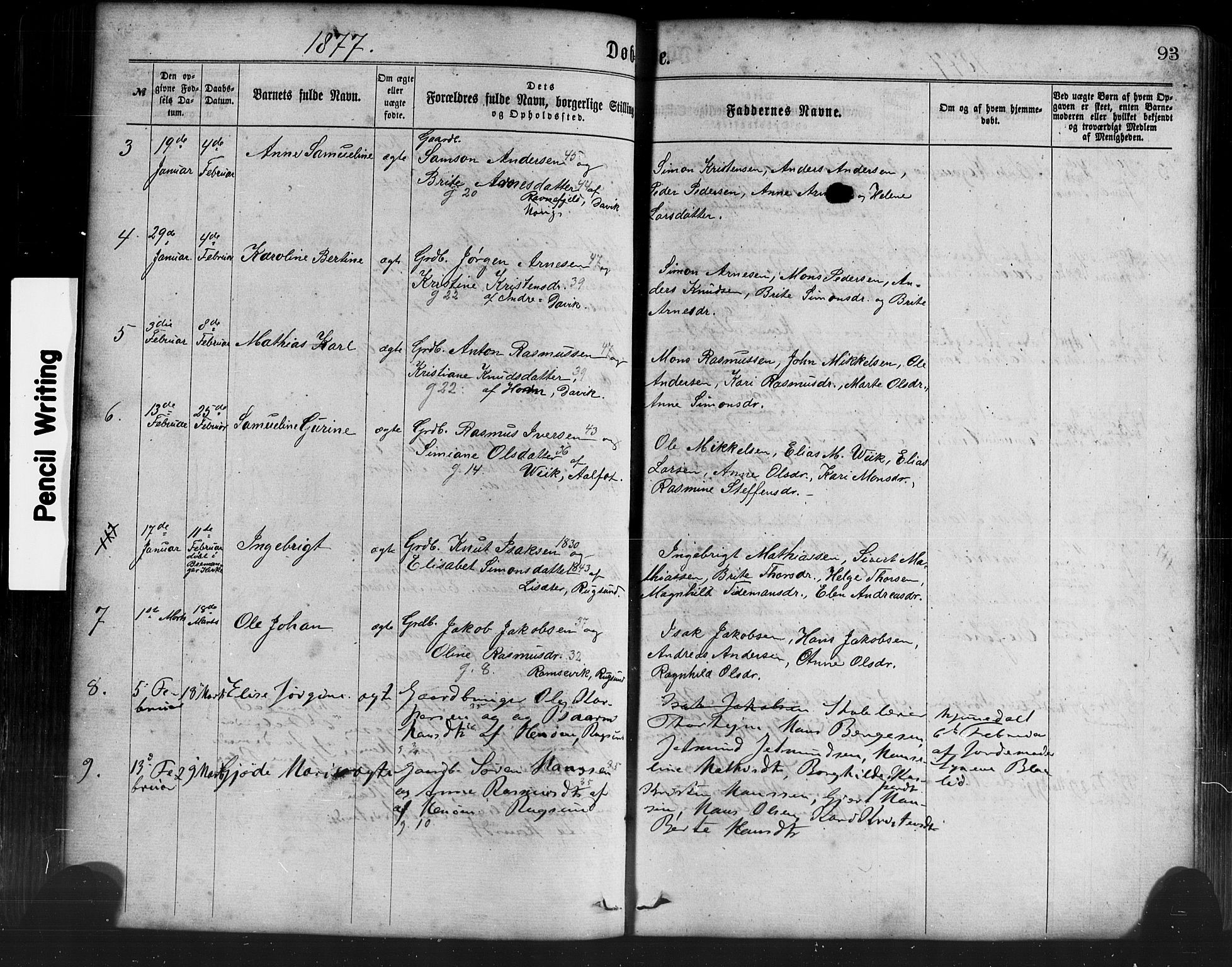 Davik sokneprestembete, AV/SAB-A-79701/H/Haa/Haaa/L0006: Parish register (official) no. A 6, 1867-1881, p. 93